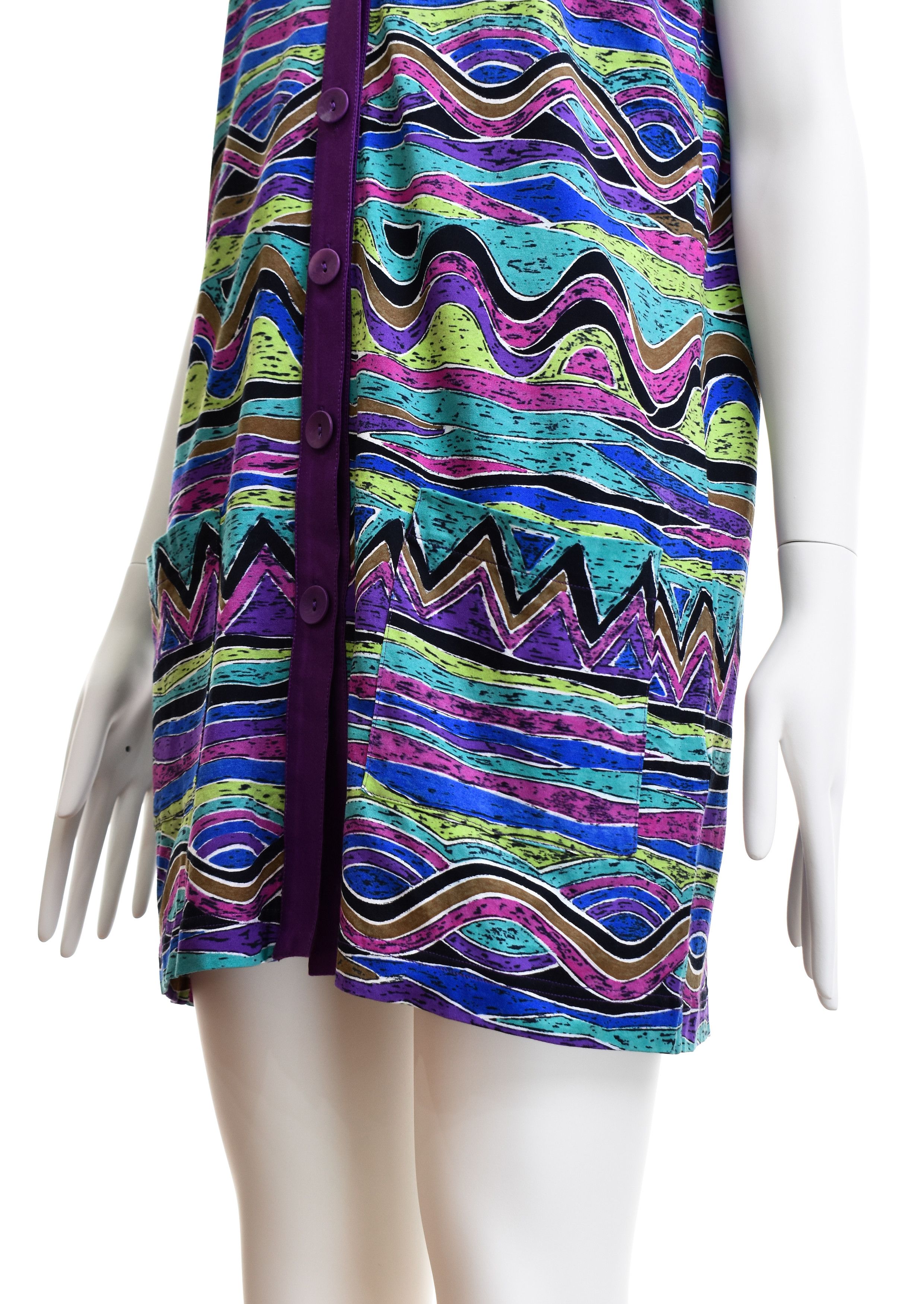 Missoni VINTAGE MISSONI MARE Zig Zag Waves Cotton Tunic Cardigan Size L / US 10 / IT 46 - 8 Thumbnail