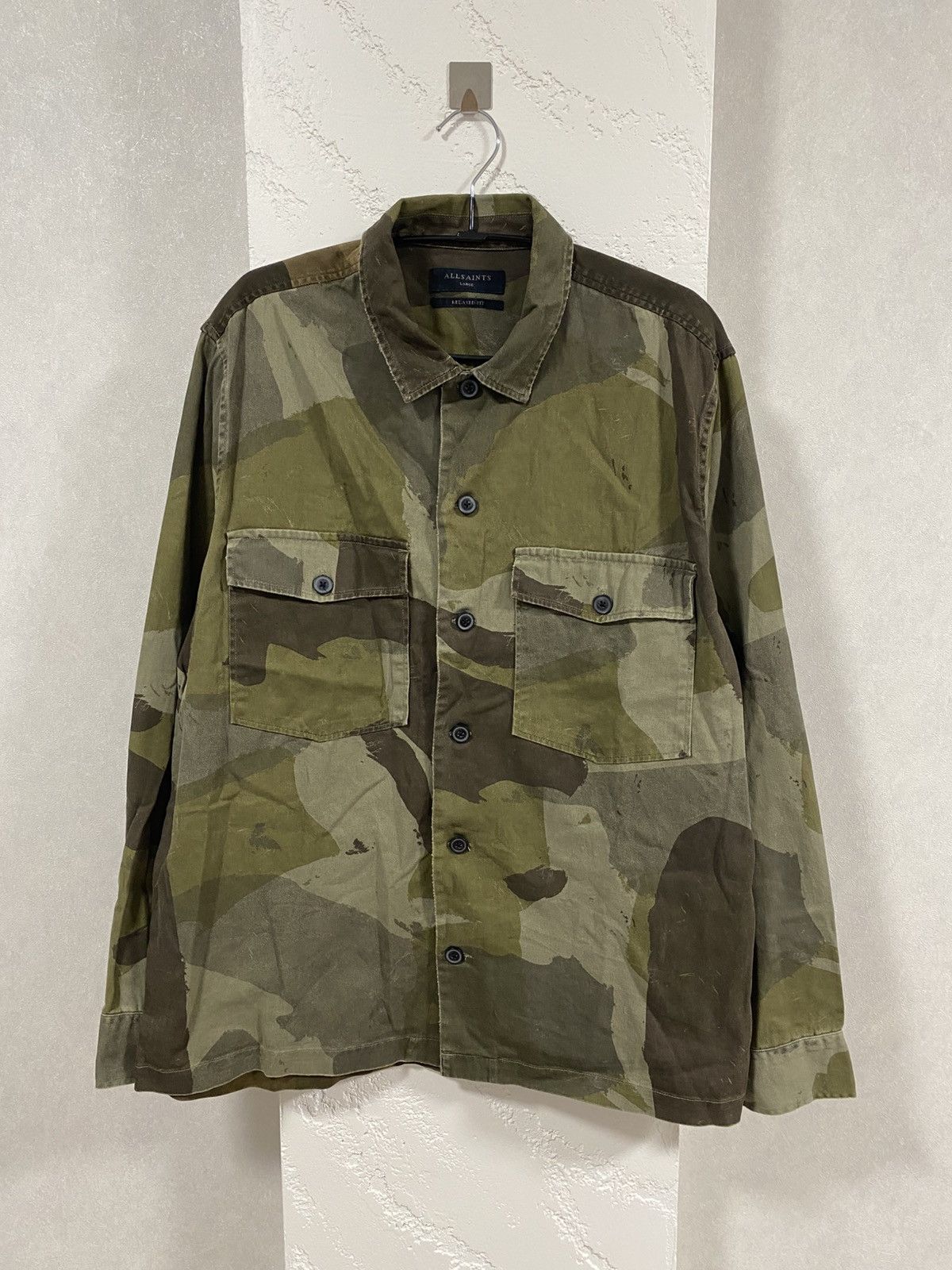 AllSaints Military Overshirt Camo M-90 Style Shirt Size: L