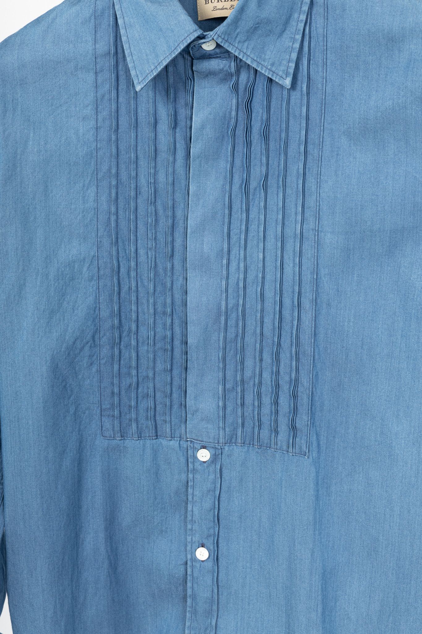 Burberry Burberry Blue Bib Front Cotton Chambray Shirt Size S / US 4 / IT 40 - 7 Thumbnail