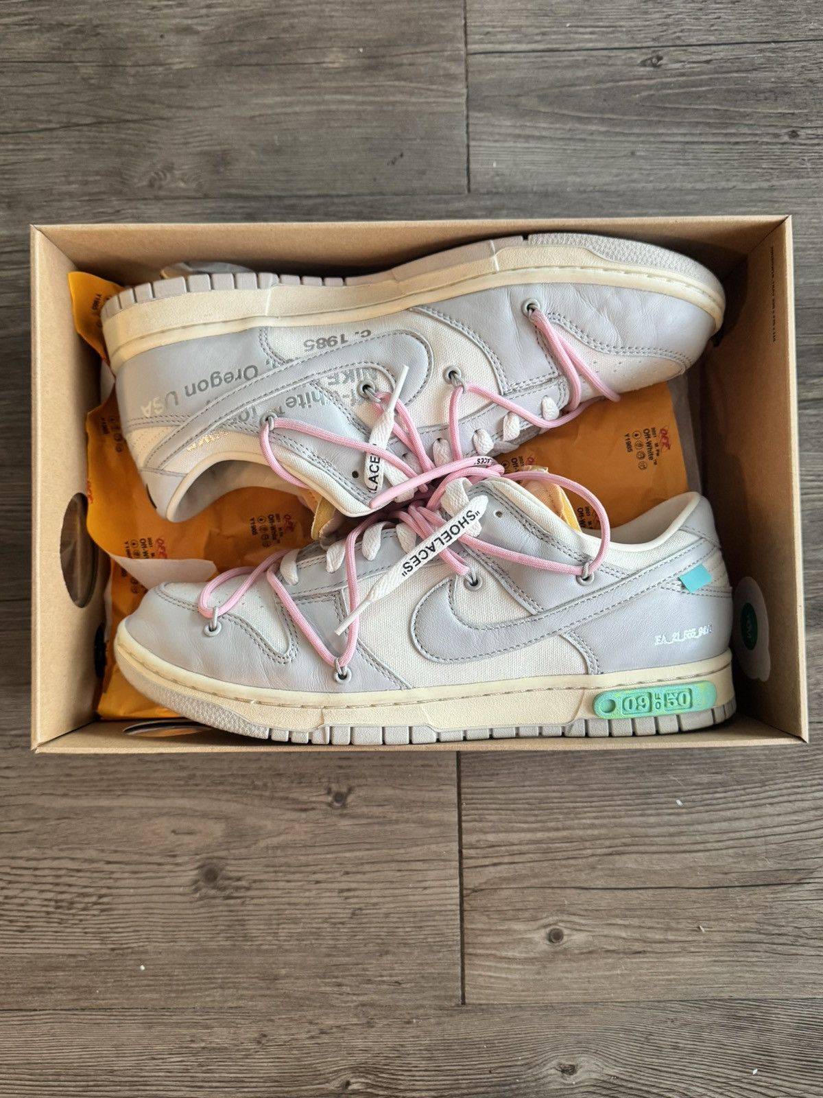 Nike × Off-White Nike X Off-White Dunk Low Sail/Neutral Grey Lot 09 Size US 10.5 / EU 43-44 - 1 Thumbnail