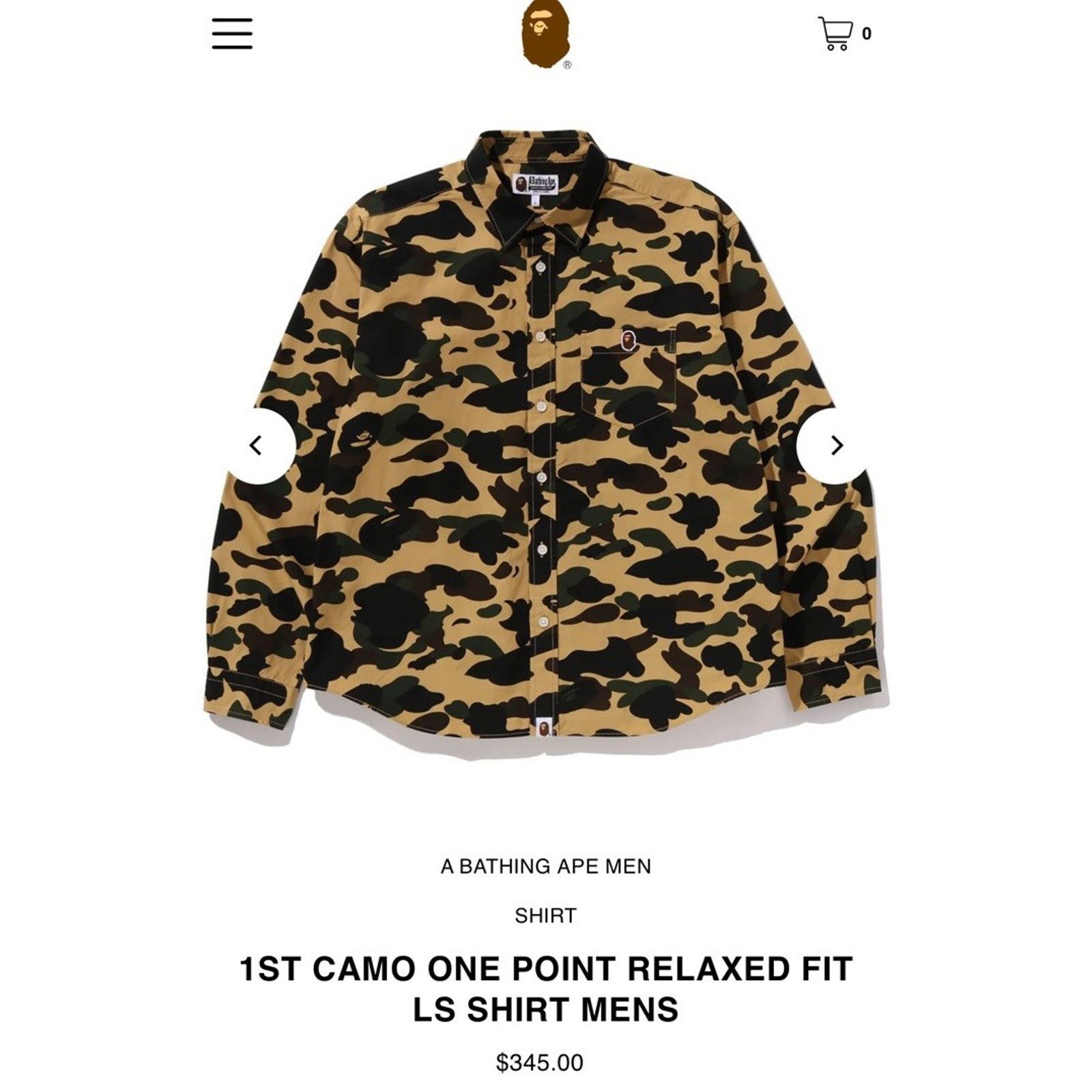 Bape Size L - Bape Camo Button Up Camo Long Sleeve Shirt NEW! Size US L / EU 52-54 / 3 - 4 Thumbnail