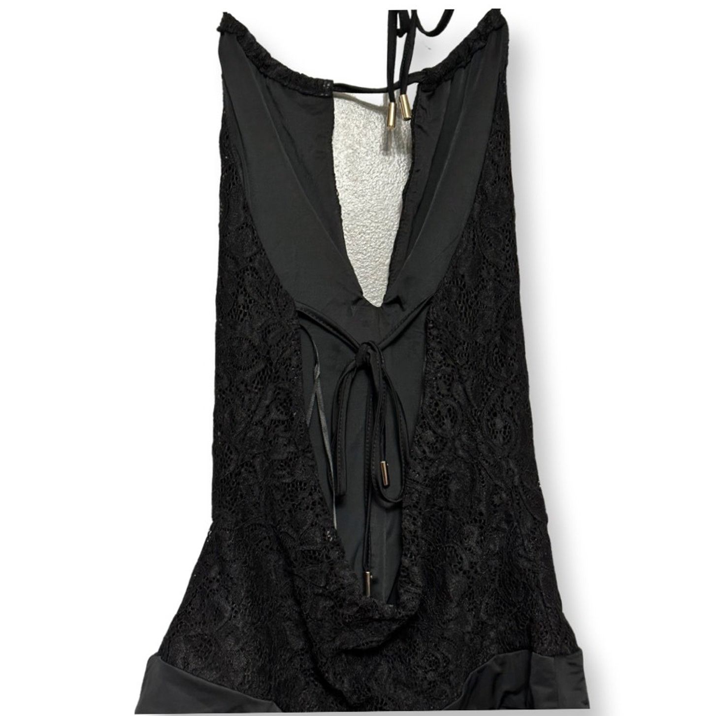 Other AFRM Bodysuit Sleeveless Deep Plunge Lace Overlay Black W S Size S / US 4 / IT 40 - 6 Thumbnail