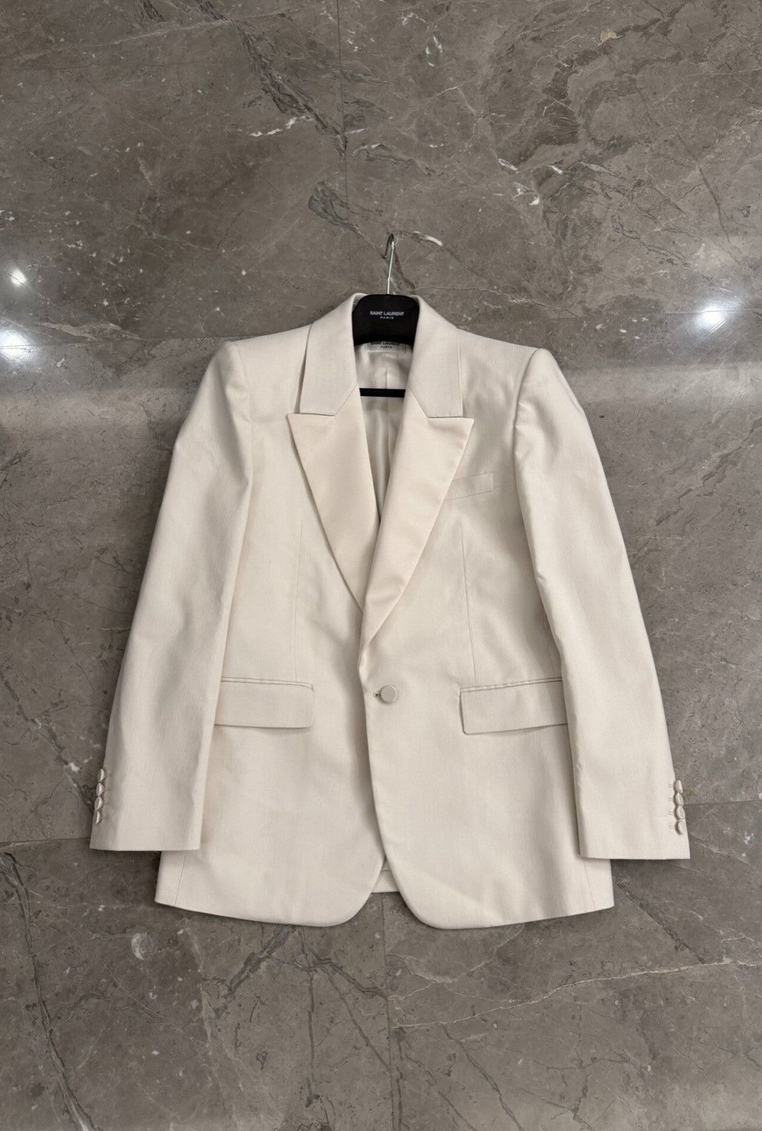 Saint Laurent Paris Saint Laurent Paris SS23 Le Smoking White Blazer Suit Size 50S - 1 Thumbnail