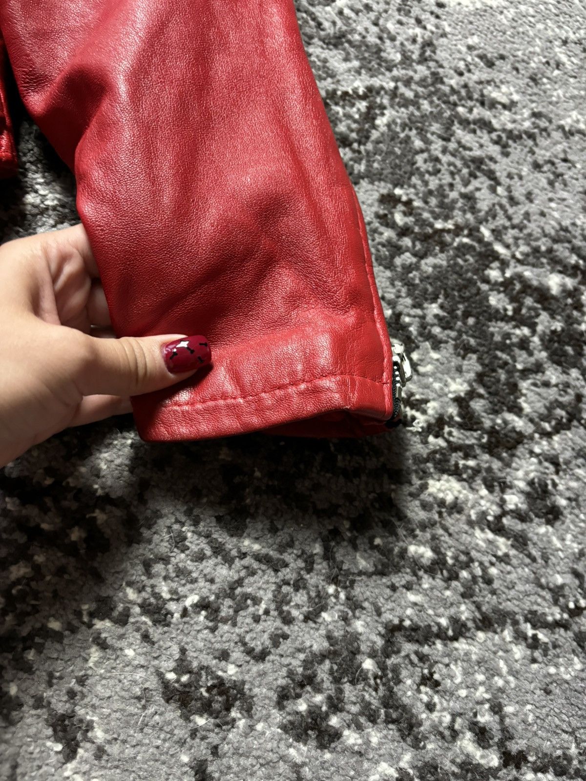 Japanese Brand × Vera Pelle Red leather biker jacket Vera Pelle with silver buckle Size M / US 6-8 / IT 42-44 - 8 Thumbnail