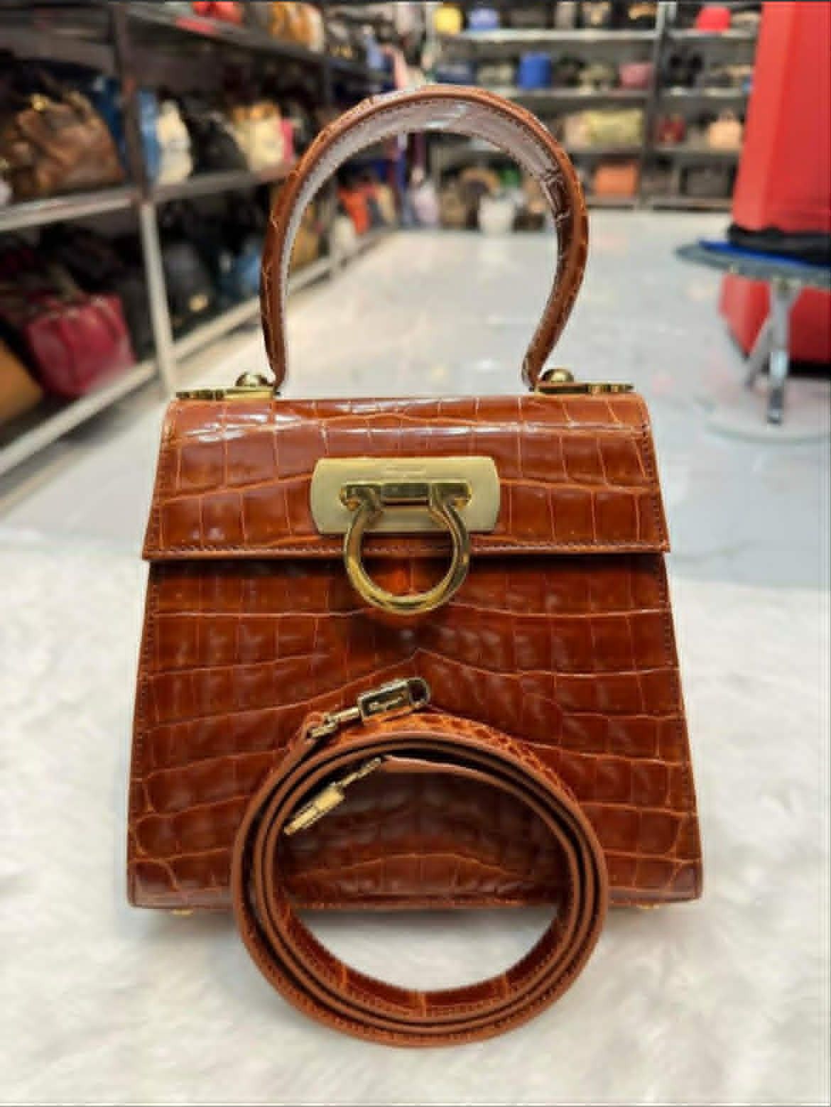 Salvatore Ferragamo Ferragamo Crocodile Leather Iconic Top Handle Size ONE SIZE - 1 Thumbnail