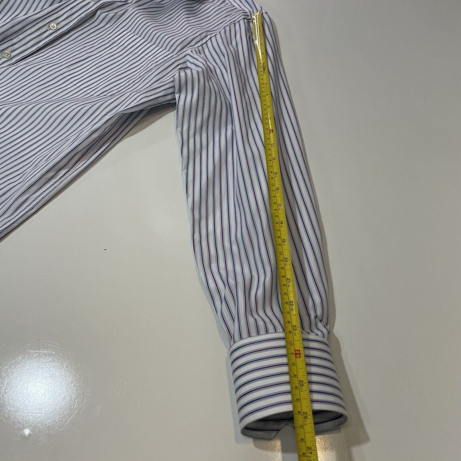 Canali Canali Dress Shirt Men’s 16-41 White Purple/Blue Stripe Size US L / EU 52-54 / 3 - 8 Thumbnail