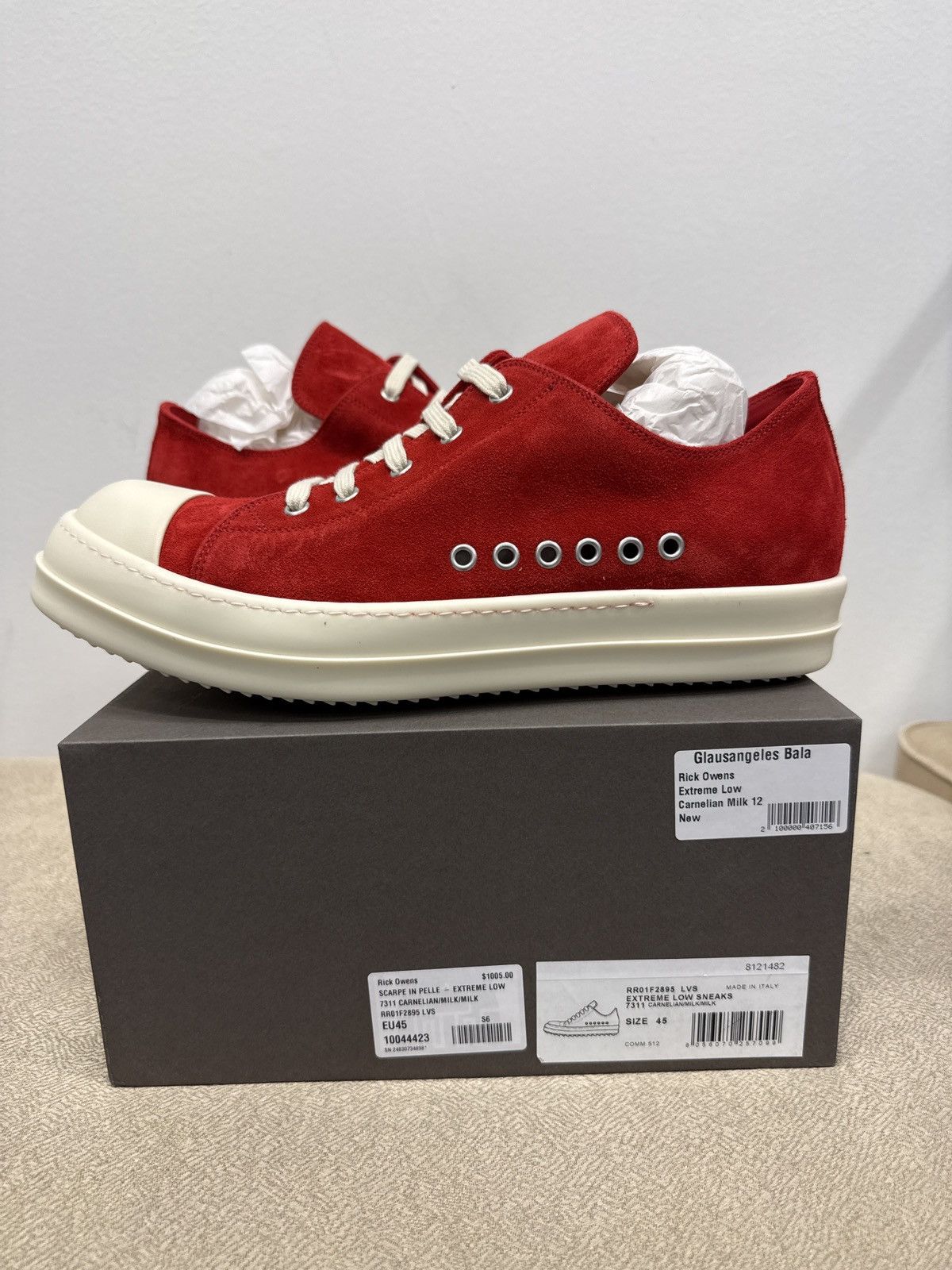 Rick Owens Rick Owens Extreme Low Sneaks Temple SS26 Carnelian Milk Size US 12 / EU 45 - 1 Thumbnail