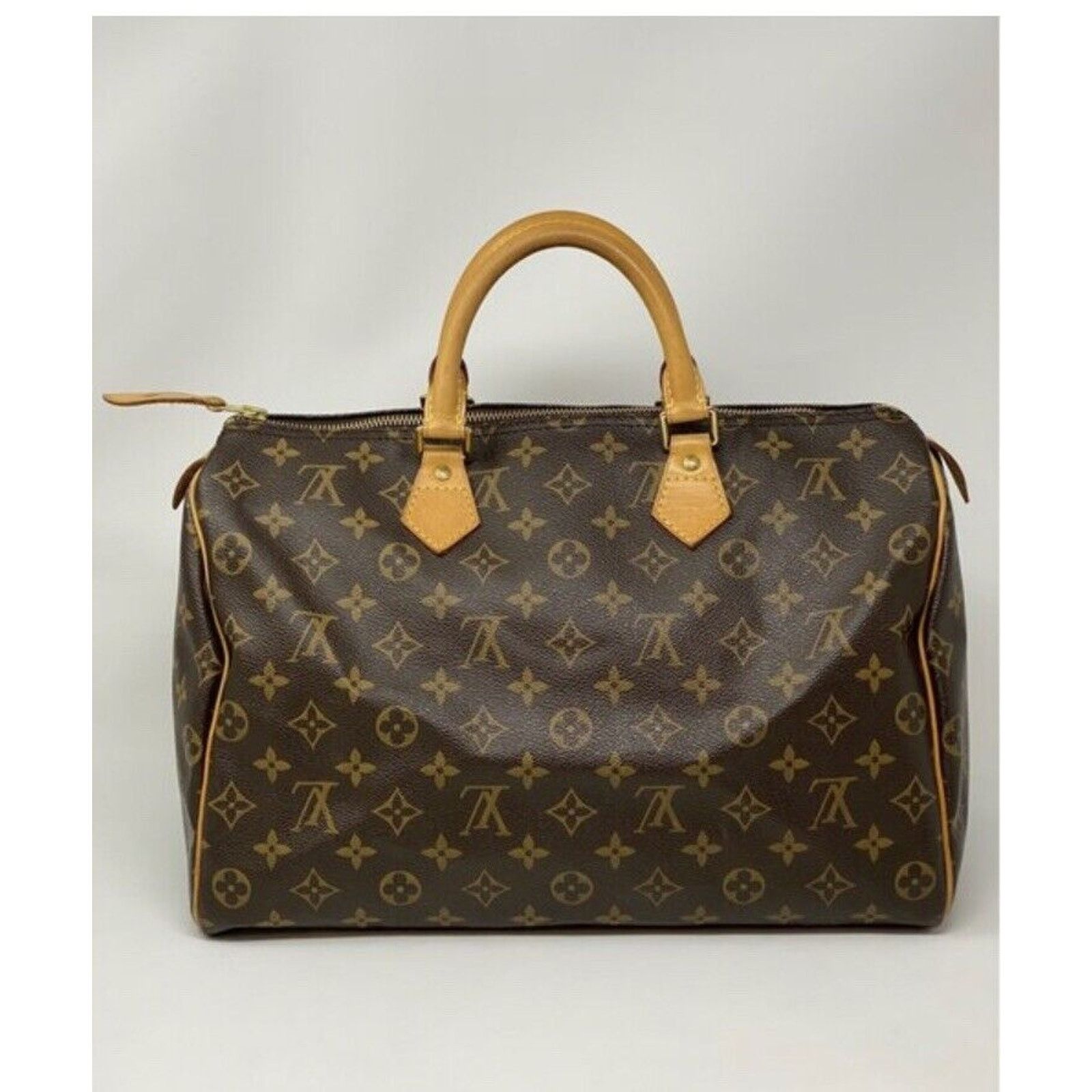 Louis Vuitton Louis Vuitton Speedy 35 Handbag Brown Leather Monogram Size ONE SIZE - 4 Thumbnail