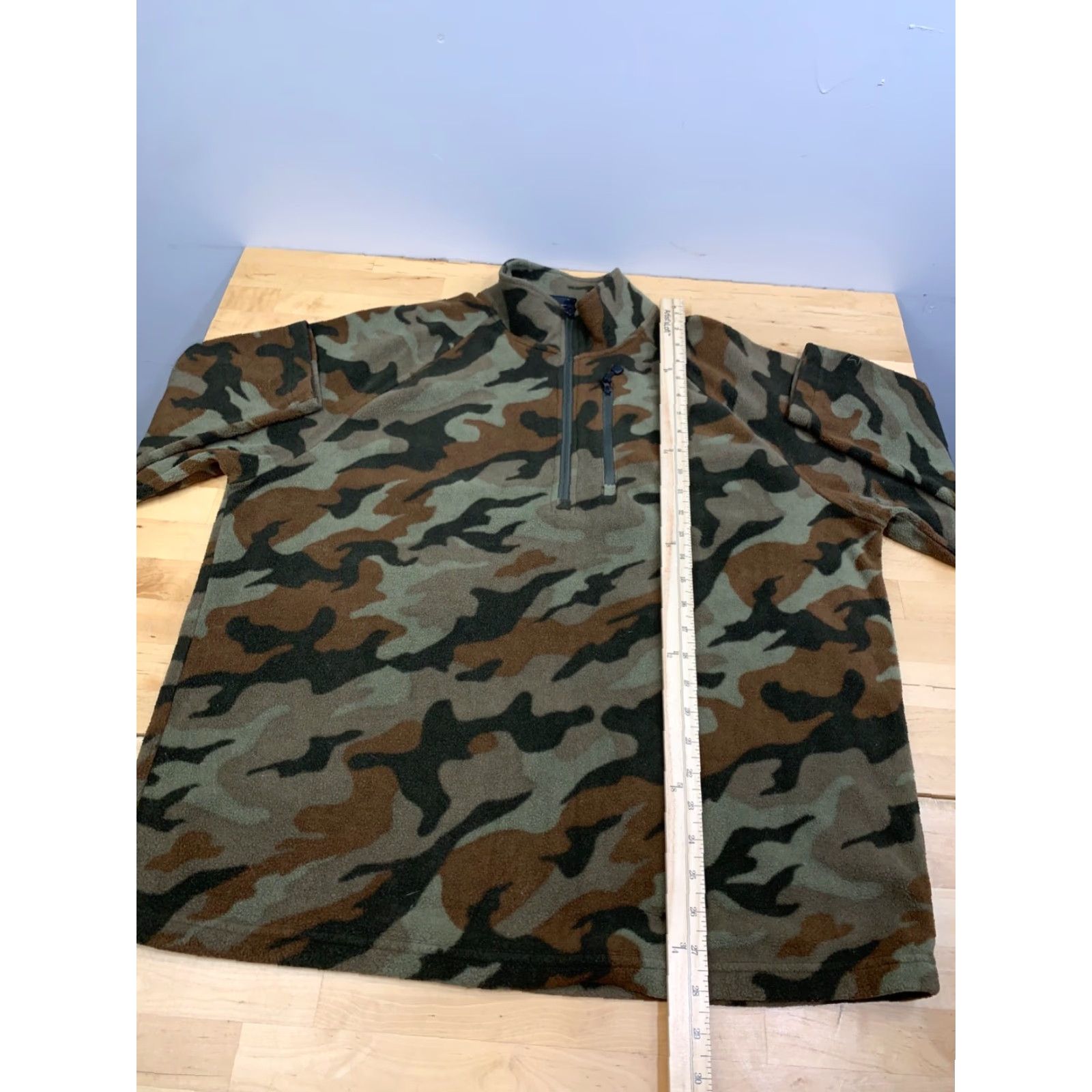 Starter Starter Sweatshirt Mens L 1/4 Zip Camouflage Green Pullover Mock Neck Casual Casualwear Outdoor Fleece Polyester Size US L / EU 52-54 / 3 - 6 Thumbnail