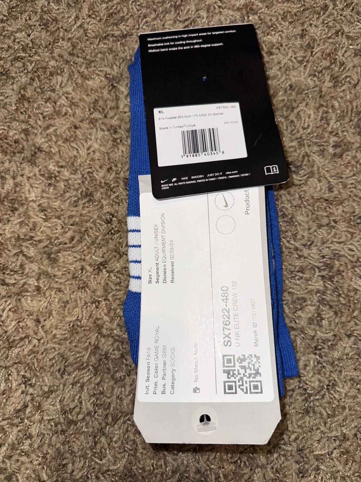 Nike Nike Elite Crew Basketball SX7622 Single Pair Sample Size US 34 / EU 50 - 2 Thumbnail