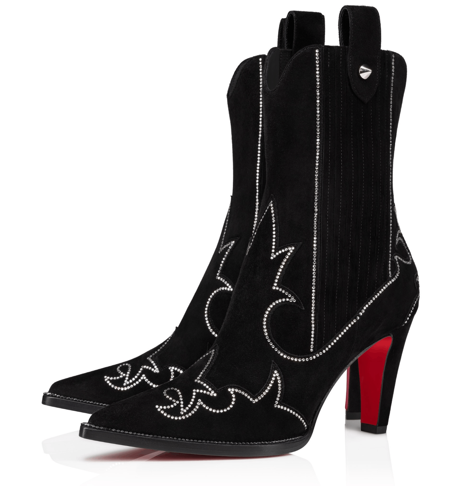Christian Louboutin Santigag Strass 85 Black Suede Western Ankle Heel Boot 39 Size US 9 / IT 39 - 1 Thumbnail