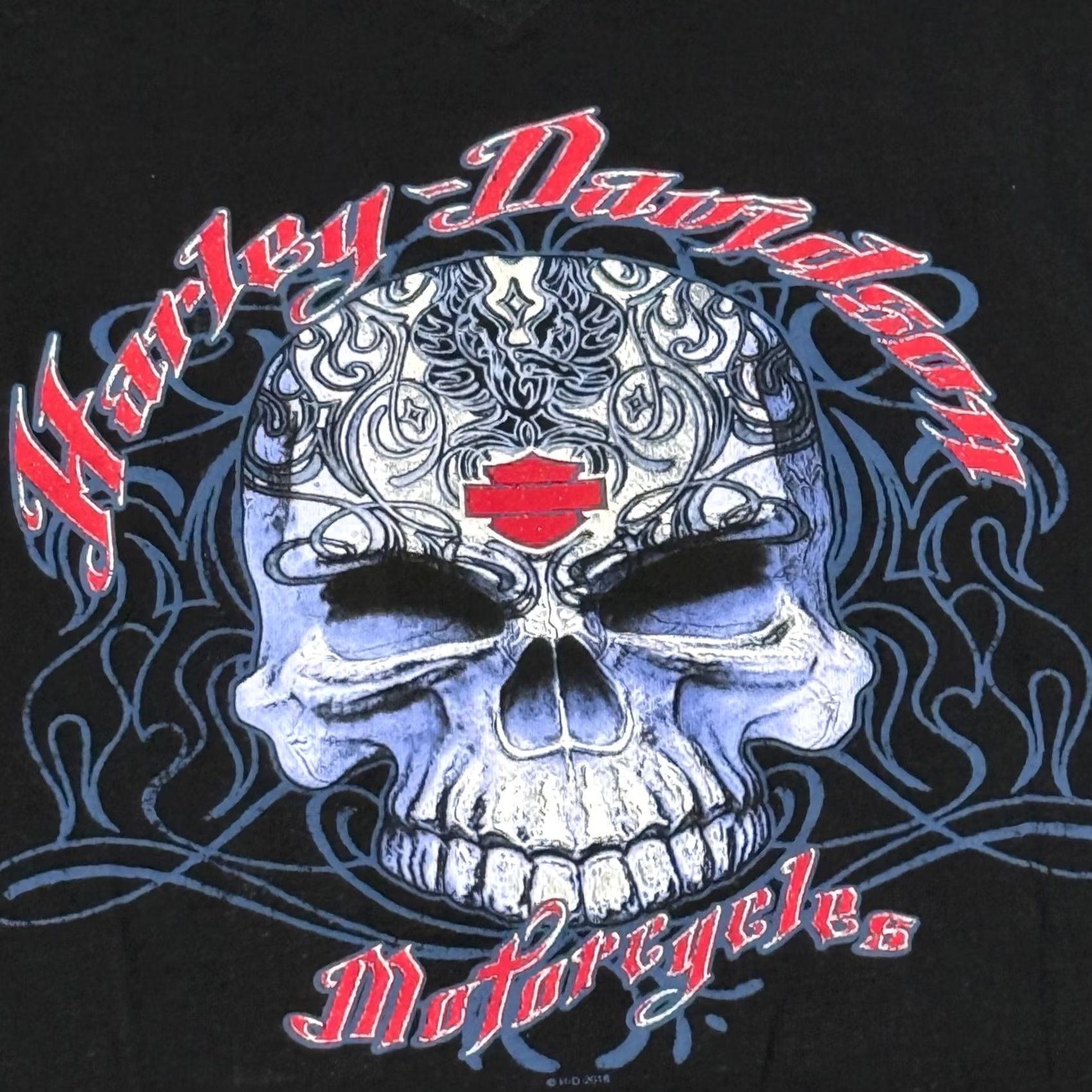 Harley Davidson Harley-Davidson T-Shirt Black V-Neck Short Sleeve Skull Sparkle Myrtle Beach Womens XL Size XL / US 12-14 / IT 48-50 - 2 Thumbnail