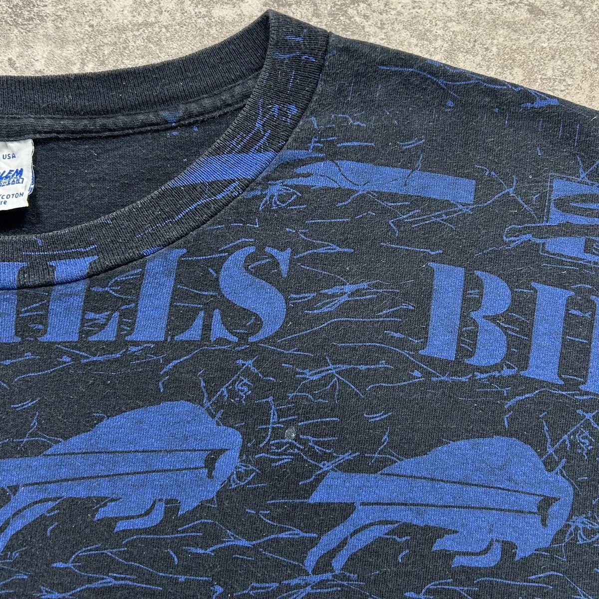 NFL × Salem Sportswear × Vintage VTG 90s NFL BUFFALO BILLS ALL OVER PRINT AOP T-SHIRT Size US XL / EU 56 / 4 - 5 Thumbnail
