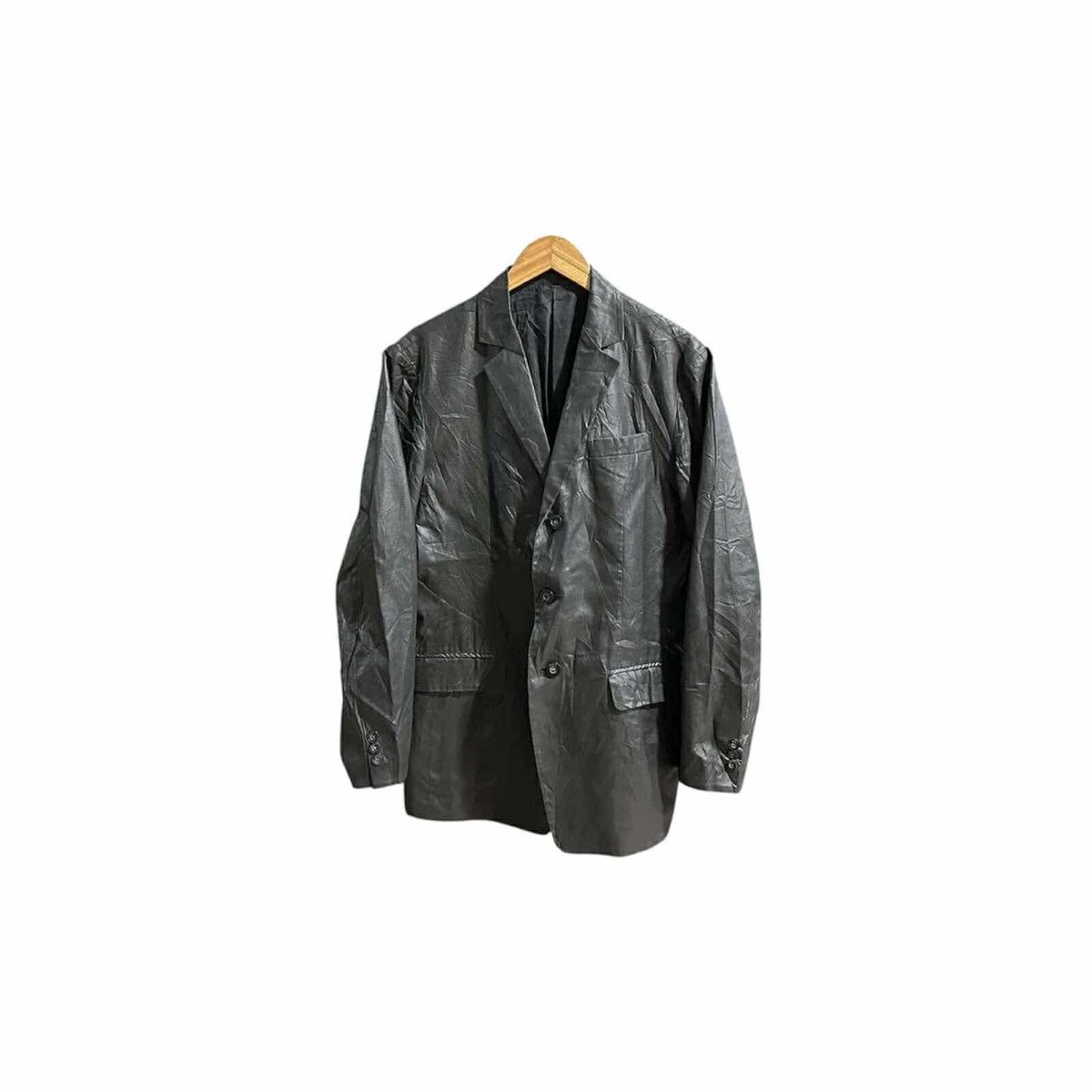 14th Addiction × If Six Was Nine × Japanese Brand 🔥Sick Y2K Japanese Waxed Black Blazer Jacket Faux Leather Size US L / EU 52-54 / 3 - 2 Thumbnail