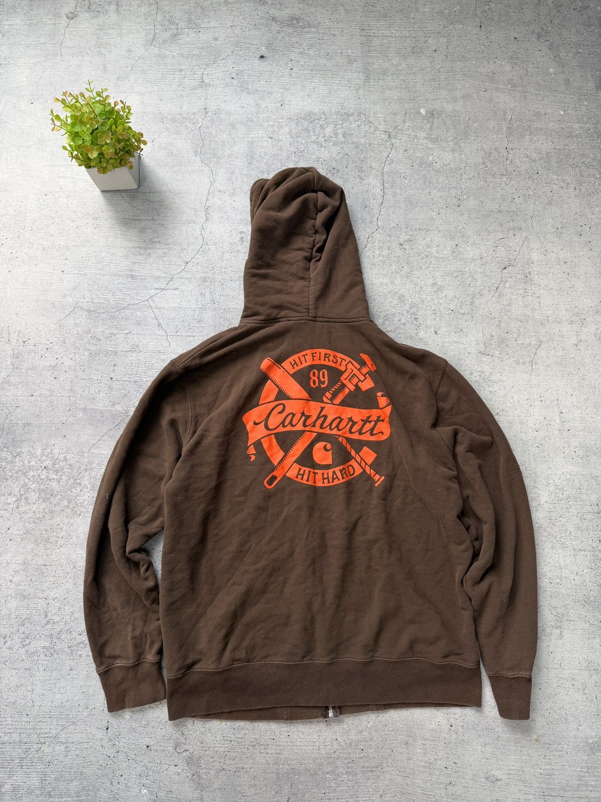 Carhartt Rare Brown Carhartt Zip Hoodie Y2K Sun Faded Vintage Size US XL / EU 56 / 4 - 7 Thumbnail