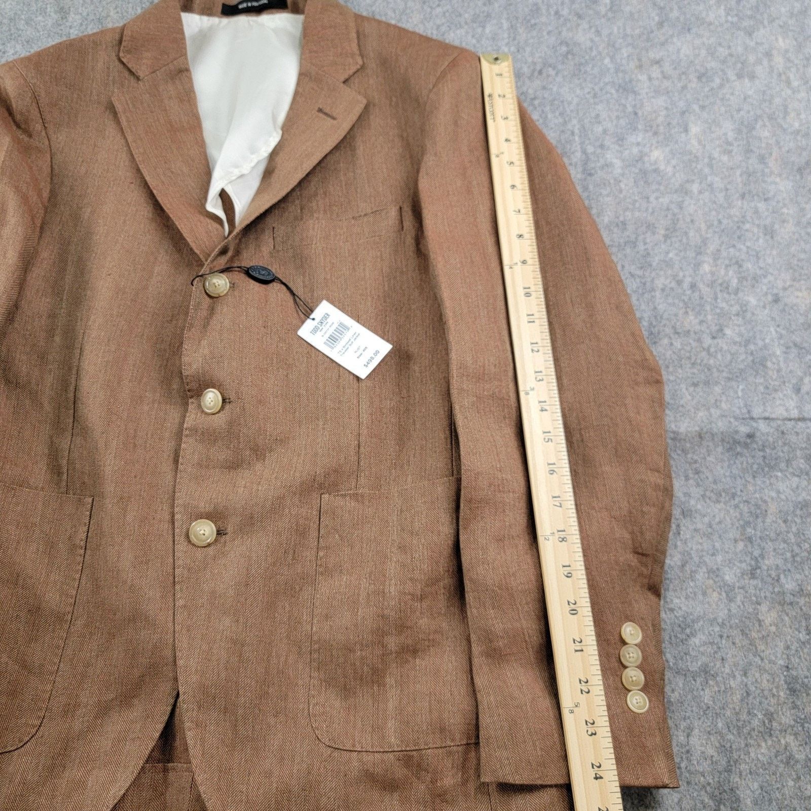 Todd Snyder Birdwell x Todd Snyder Linen Traveler Blazer size 40S Tan Size 40S - 9 Thumbnail