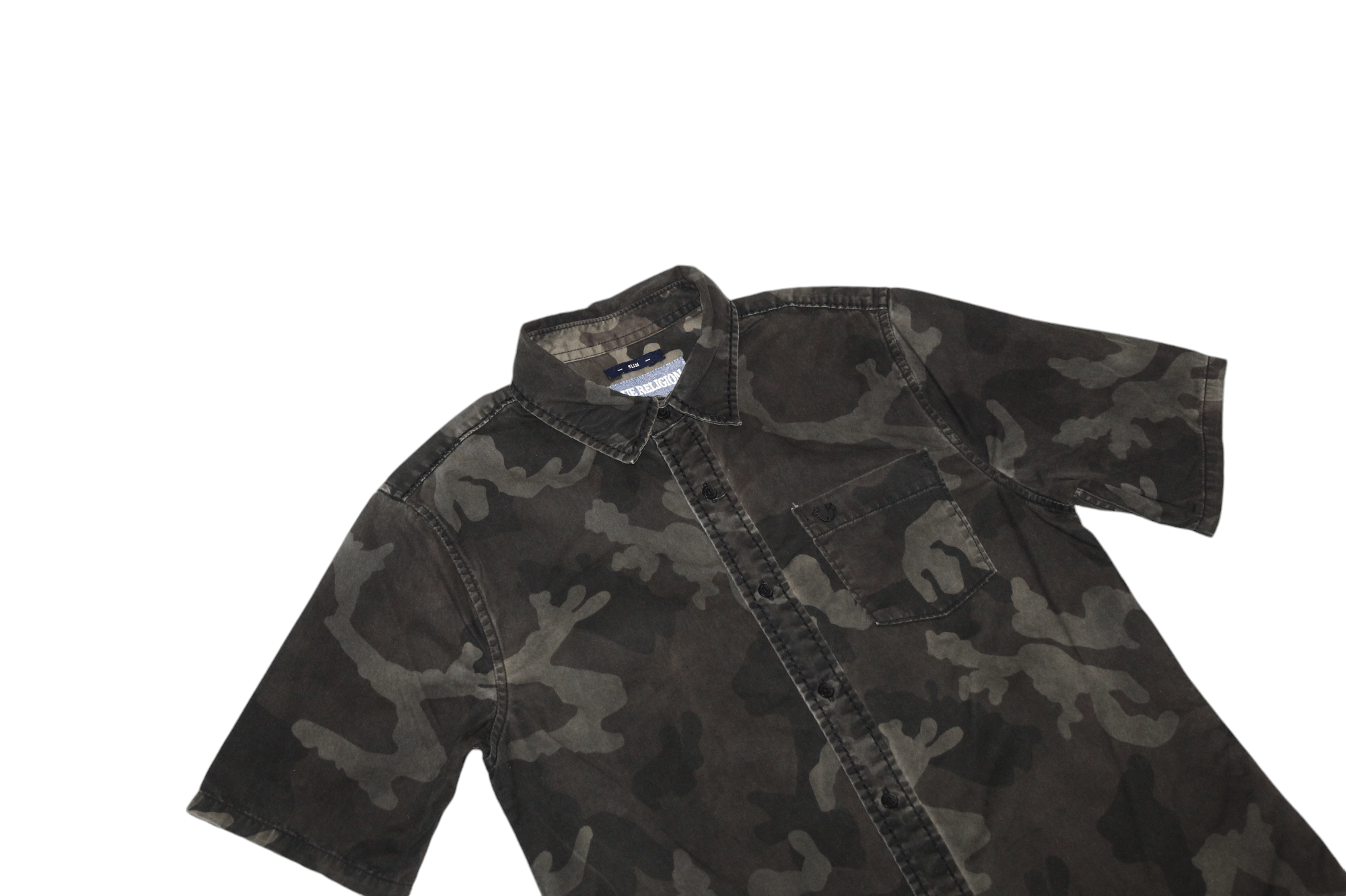 True Religion True Religion Slim Fit Raw Cut Camo S/S Denim Shirt Size US S / EU 44-46 / 1 - 1 Thumbnail