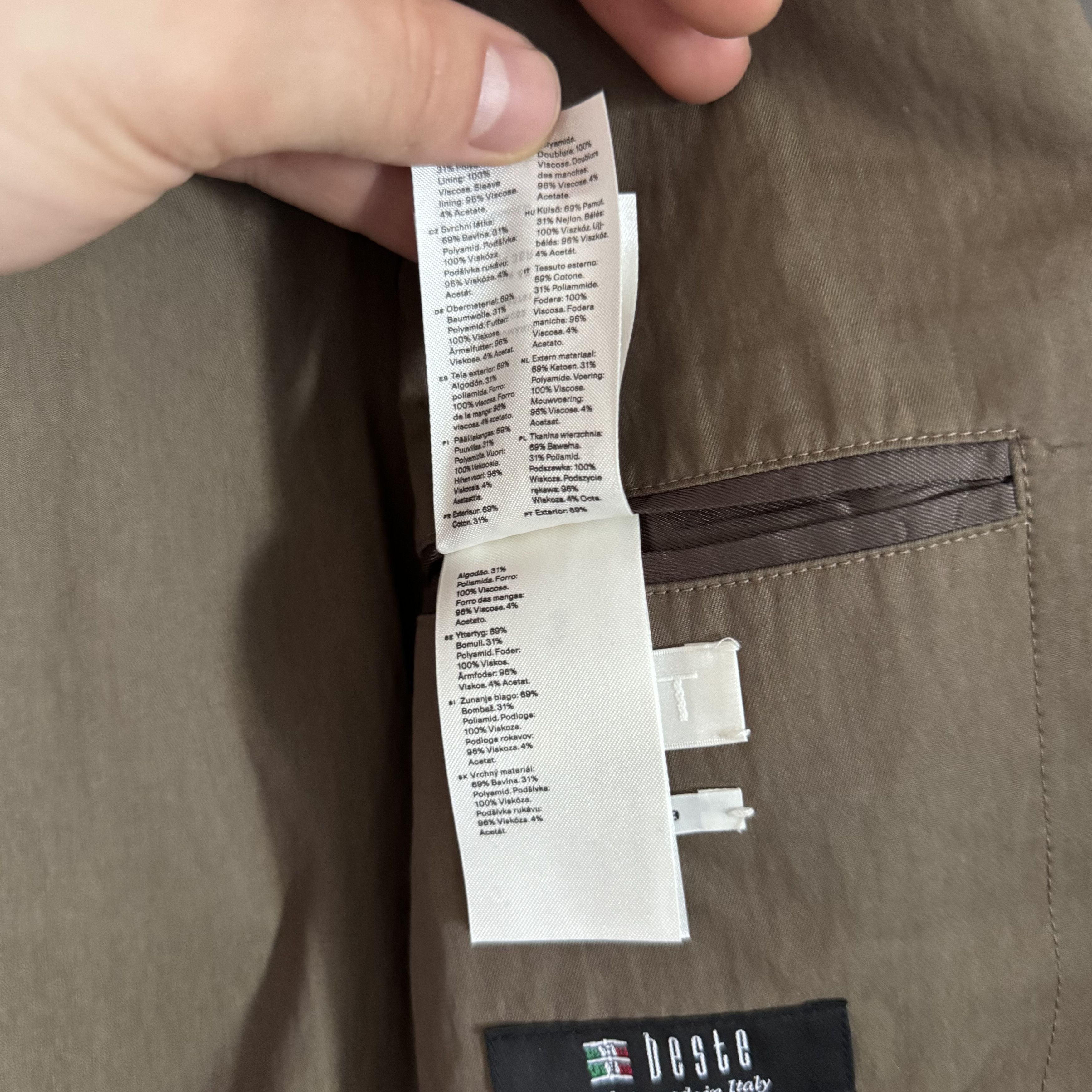 ARKET BESTE 319 Italy Cotton Nylon Twill Brown Blazer Jacket