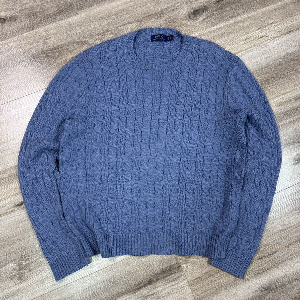 Polo Ralph Lauren × Ralph Lauren Polo Ralph Lauren Cable Knit Blue Sweater Jumper Old money Size US XL / EU 56 / 4 - 10 Thumbnail