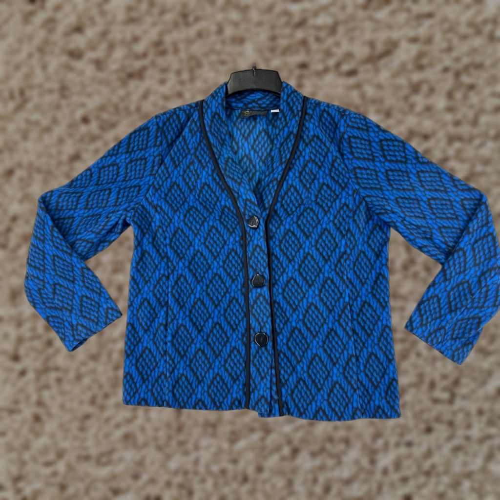 Bob Mackie Bob Mackie Jacket Womens Medium Blue Button Up Fleece Lined Collared Size M / US 6-8 / IT 42-44 - 1 Thumbnail