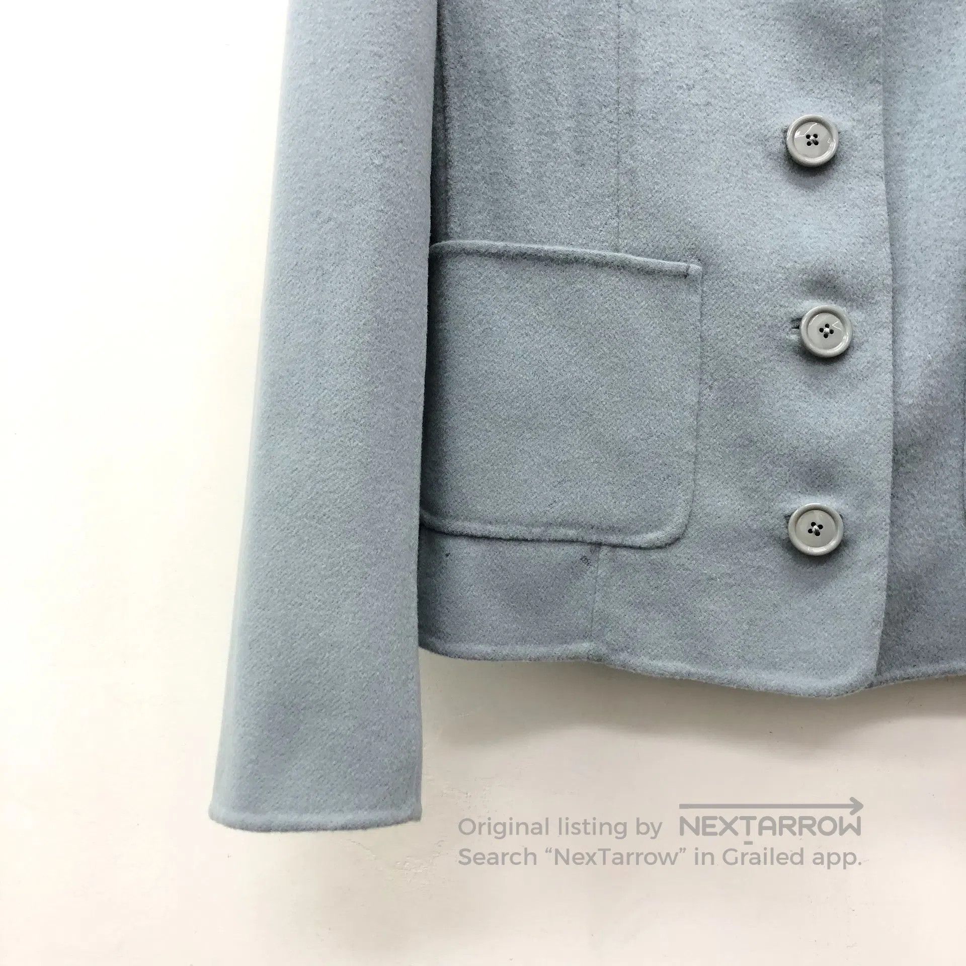 Max Mara Max Mara Blue Wool Collar Single-Breasted Long-Sleeve Coat Size S / US 4 / IT 40 - 4 Thumbnail