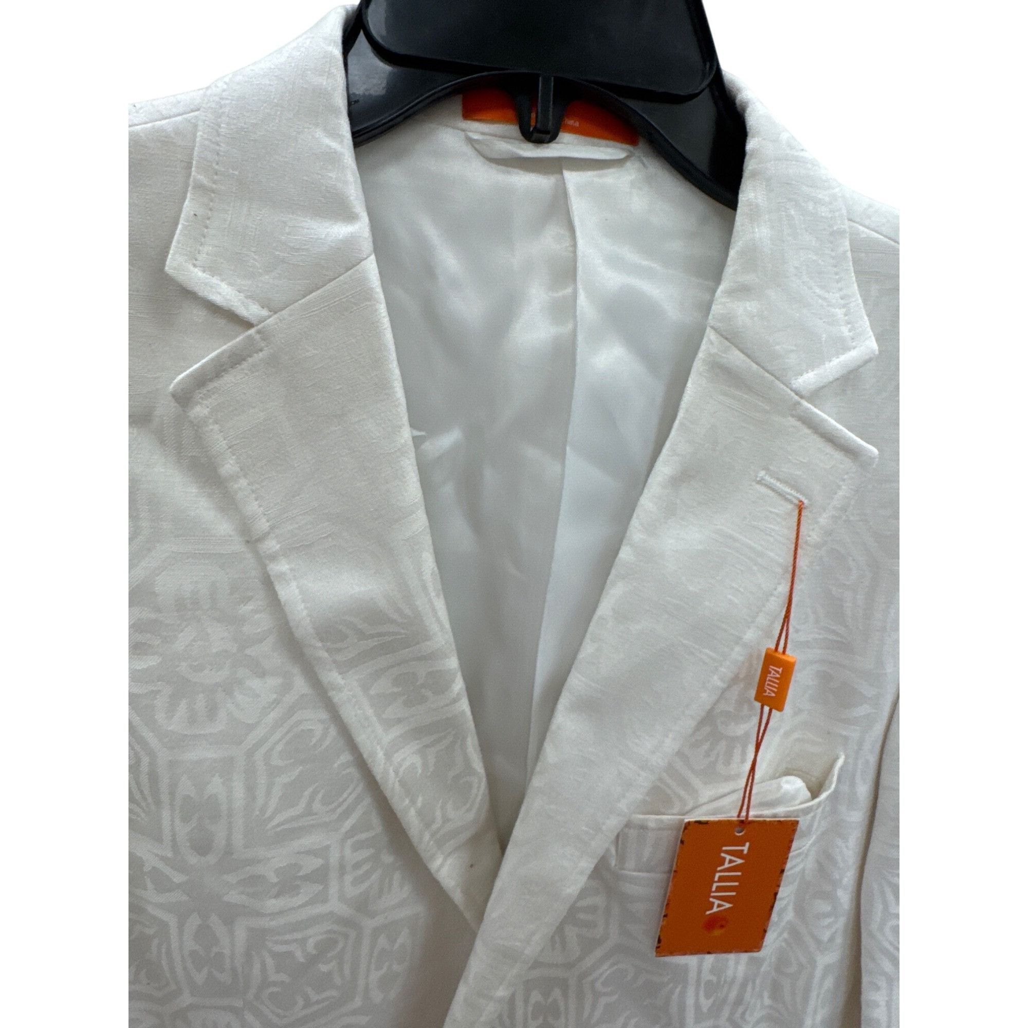 Tallia mens White Linen Cotton Slim Fit Blazer 42R Mens Patt Tailoring