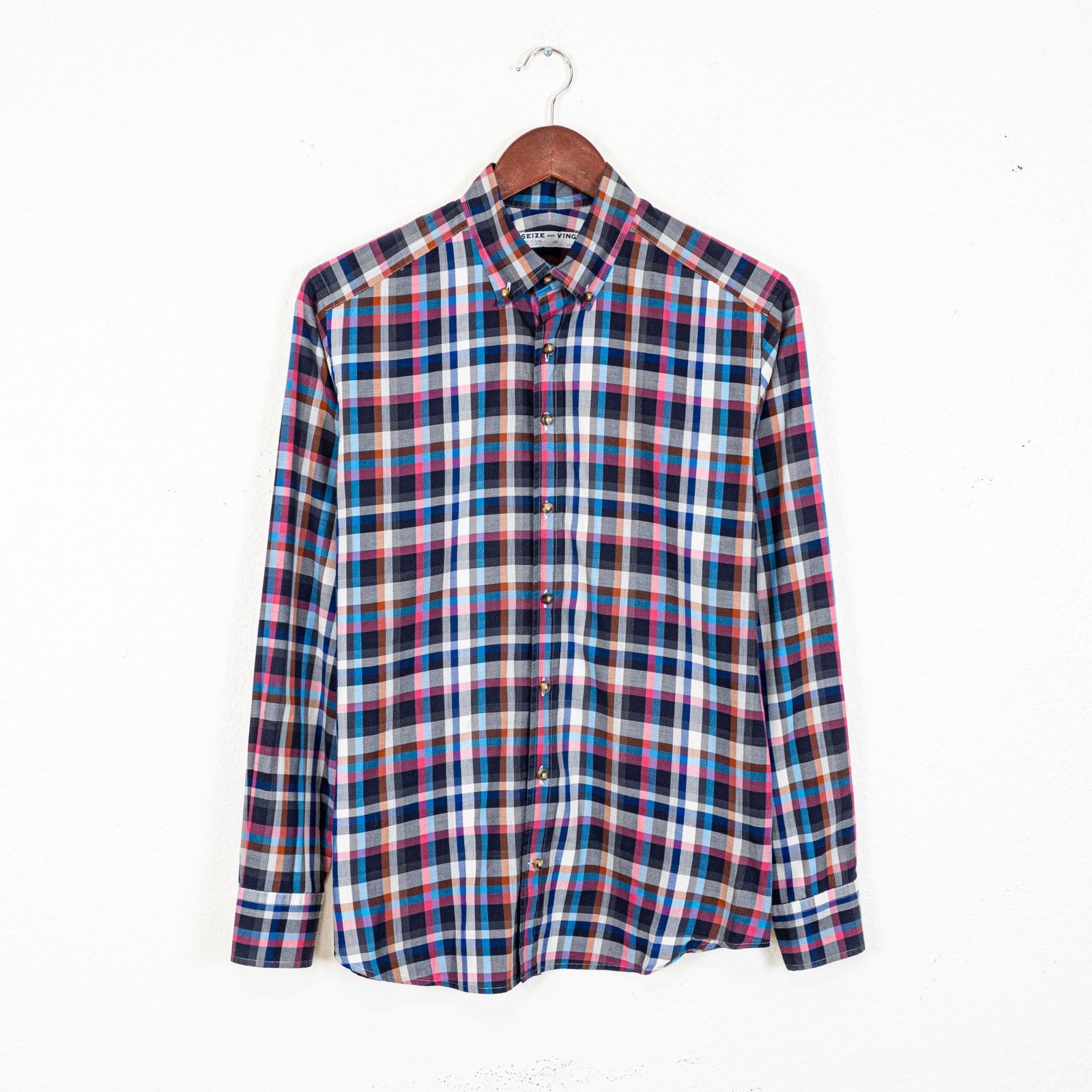 Seize sur Vingt Seize Sur Vingt Men's Button Down Shirt Multi color check Size US M / EU 48-50 / 2 - 2 Thumbnail