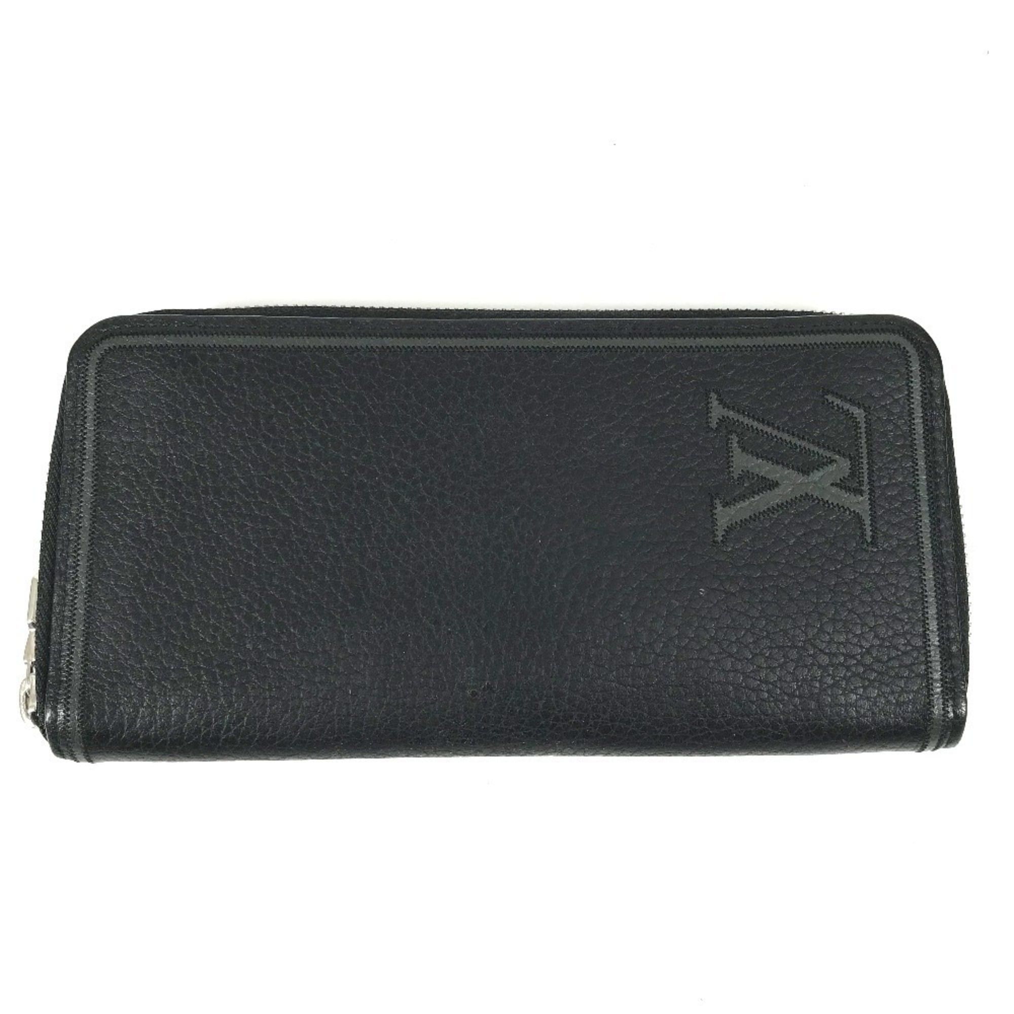 Louis Vuitton LOUIS VUITTON M68228 LV Logo Vertical Zippy Wallet Long Round Zipper Taurillon Leather Men's Women's Noir Black Size ONE SIZE - 1 Thumbnail