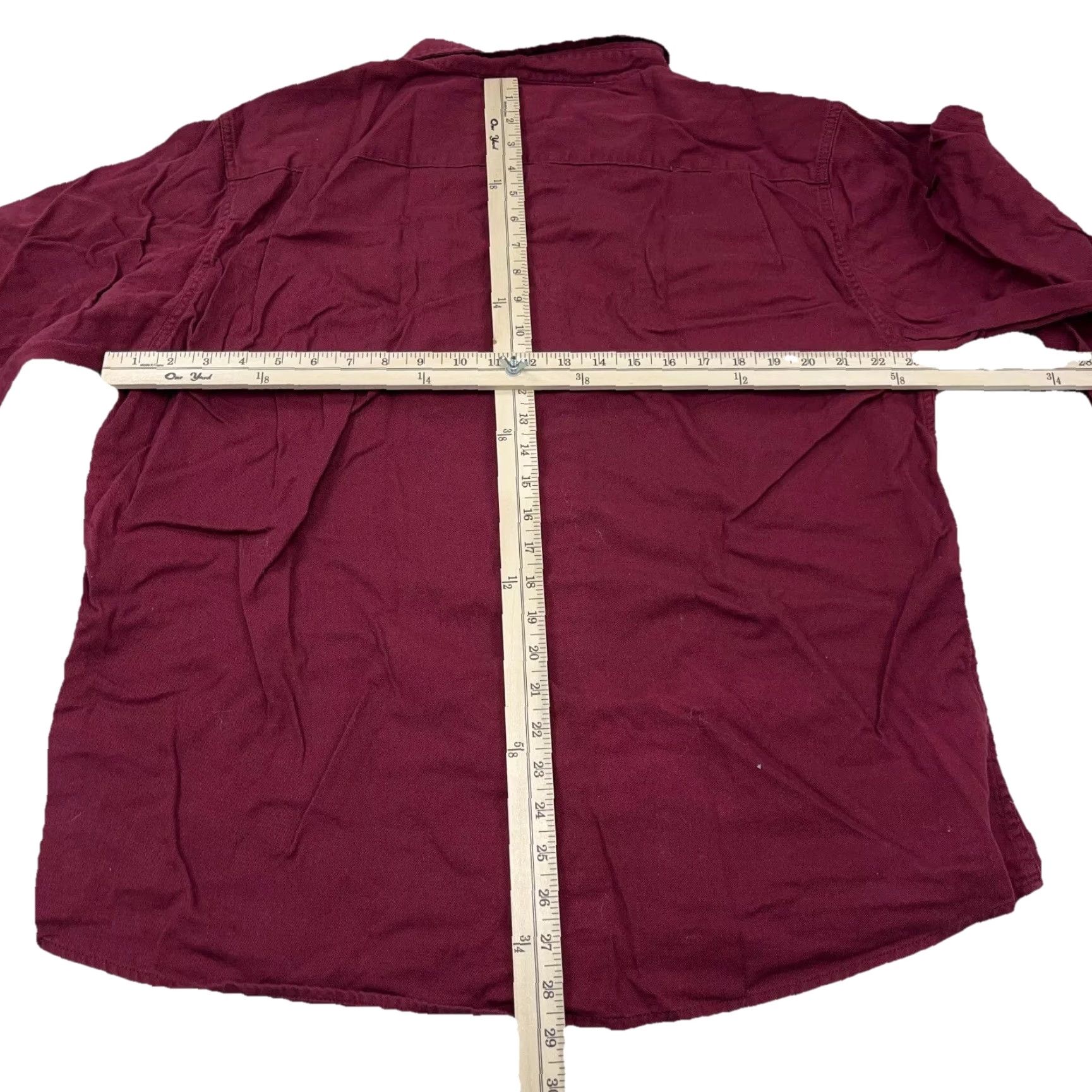 Wrangler Wrangler Shirt Men XL Maroon Button Up Twill Denim Double Pocket Work Wear Size US XL / EU 56 / 4 - 6 Thumbnail