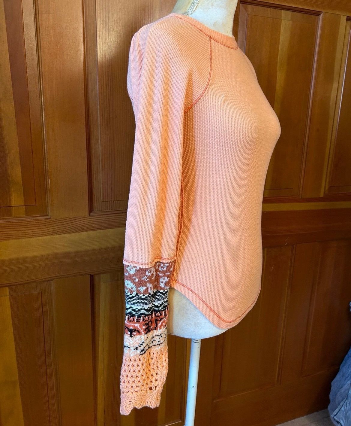 Free People NWOT, Free People Desert The Mix Cuff Henley Thermal Orange Size S / US 4 / IT 40 - 11 Thumbnail