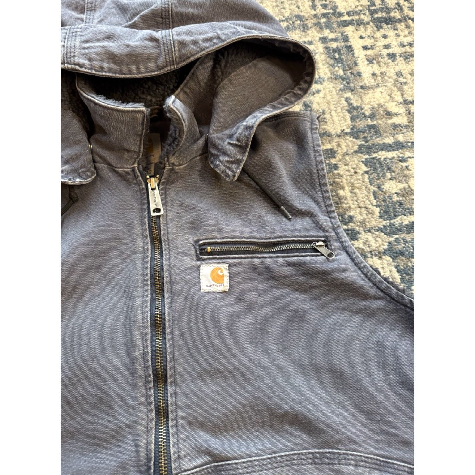 Carhartt Carhartt Vest Women’s Blue XL Weathered Washed Duck 102253-426 Worn Hooded Zip Mock-Style? Size XL / US 12-14 / IT 48-50 - 2 Thumbnail