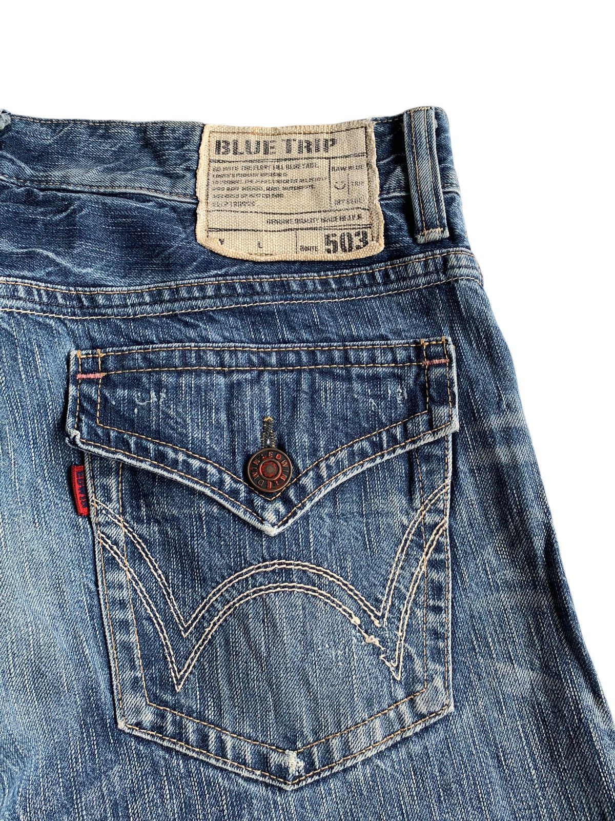 Edwin × If Six Was Nine × Japanese Brand FLARE EDWIN 503 BLUE TRIP PUNK STYLE RUSTY AND FADED ☠️🎌 Size US 35 - 14 Thumbnail