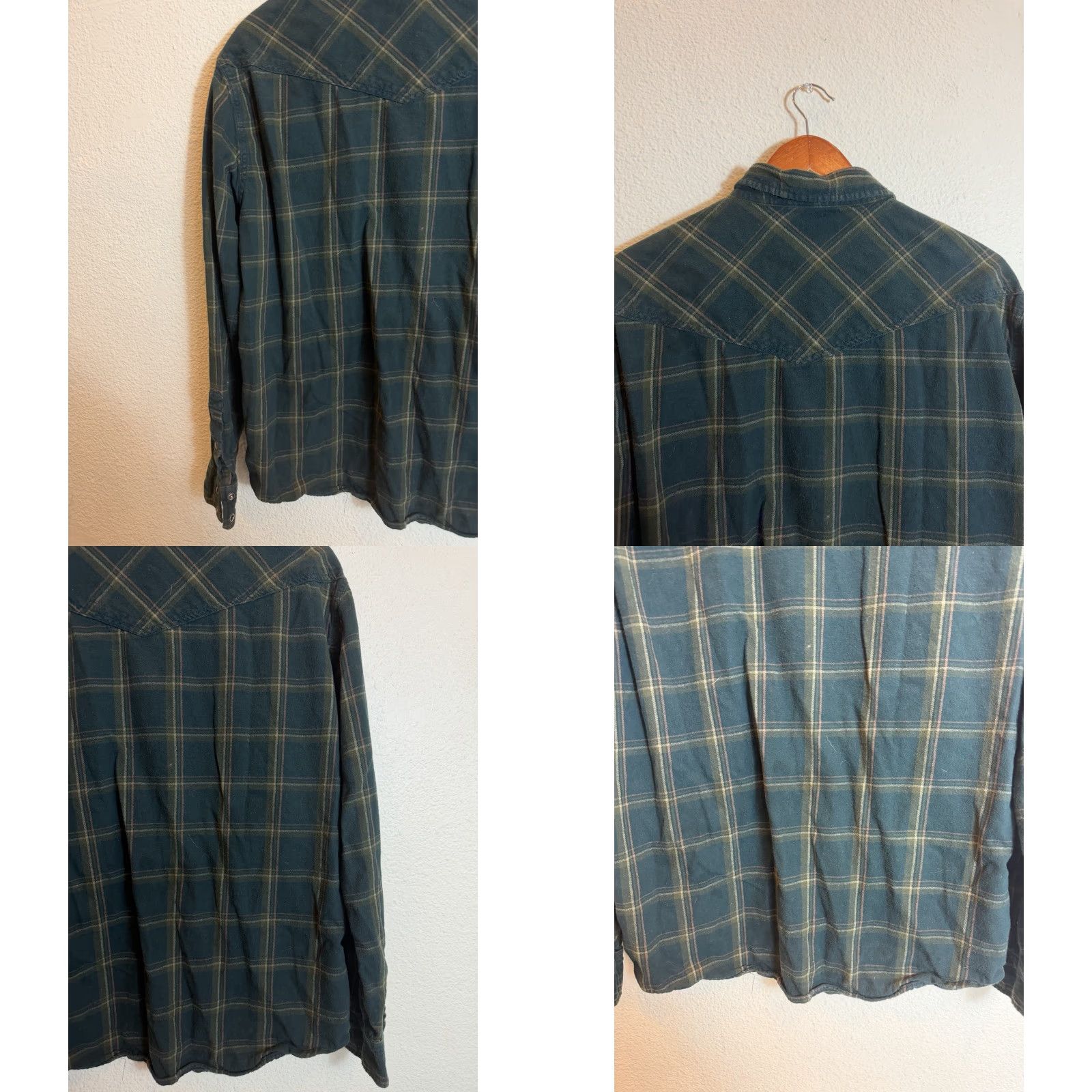 Cody James Cody James Men’s Large Long Sleeve Green Plaid Pearl Snap Flannel Shirt Size US L / EU 52-54 / 3 - 9 Thumbnail