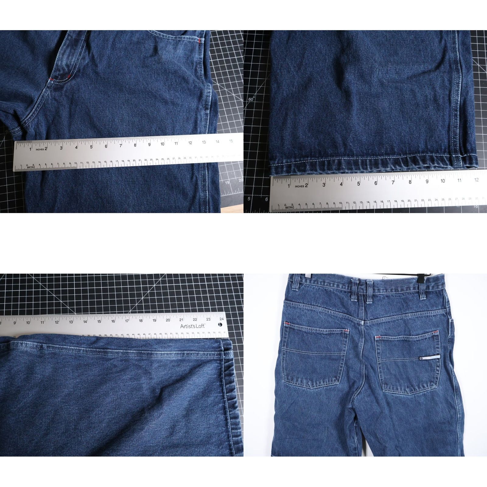 Southpole Southpole Denim Bermuda Shorts Men's 34 x 13 Blue Cotton Zip Fly Baggy Fit 90s Retro VTG (36 Tag) Size US 34 / EU 50 - 8 Thumbnail