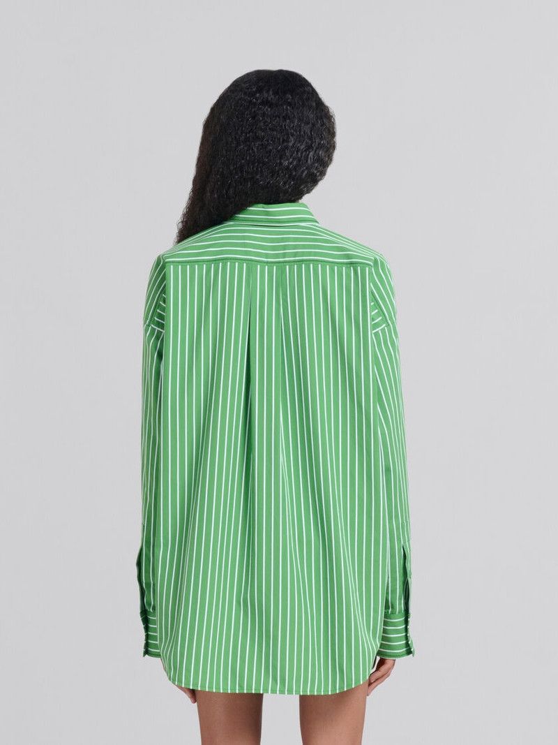 Marni o1f1d3z0126 Striped Organic Poplin Shirt in Green Size M / US 6-8 / IT 42-44 - 3 Thumbnail