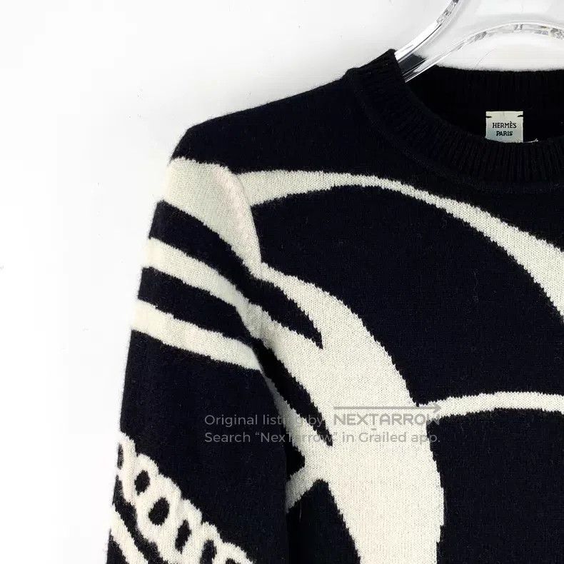 Hermes Hermes Black goat cashmere ribbed round neck long sleeve k Size XXS / US 00 / IT 34 - 3 Thumbnail