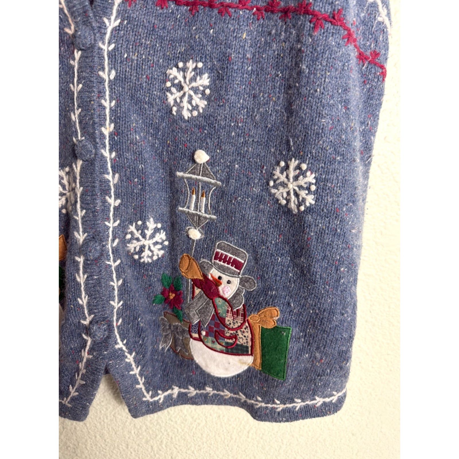Vintage VINTAGE Victoria Jones Snowman Wool Button XL Blue Vest Sweater Womens Size XL / US 12-14 / IT 48-50 - 6 Thumbnail