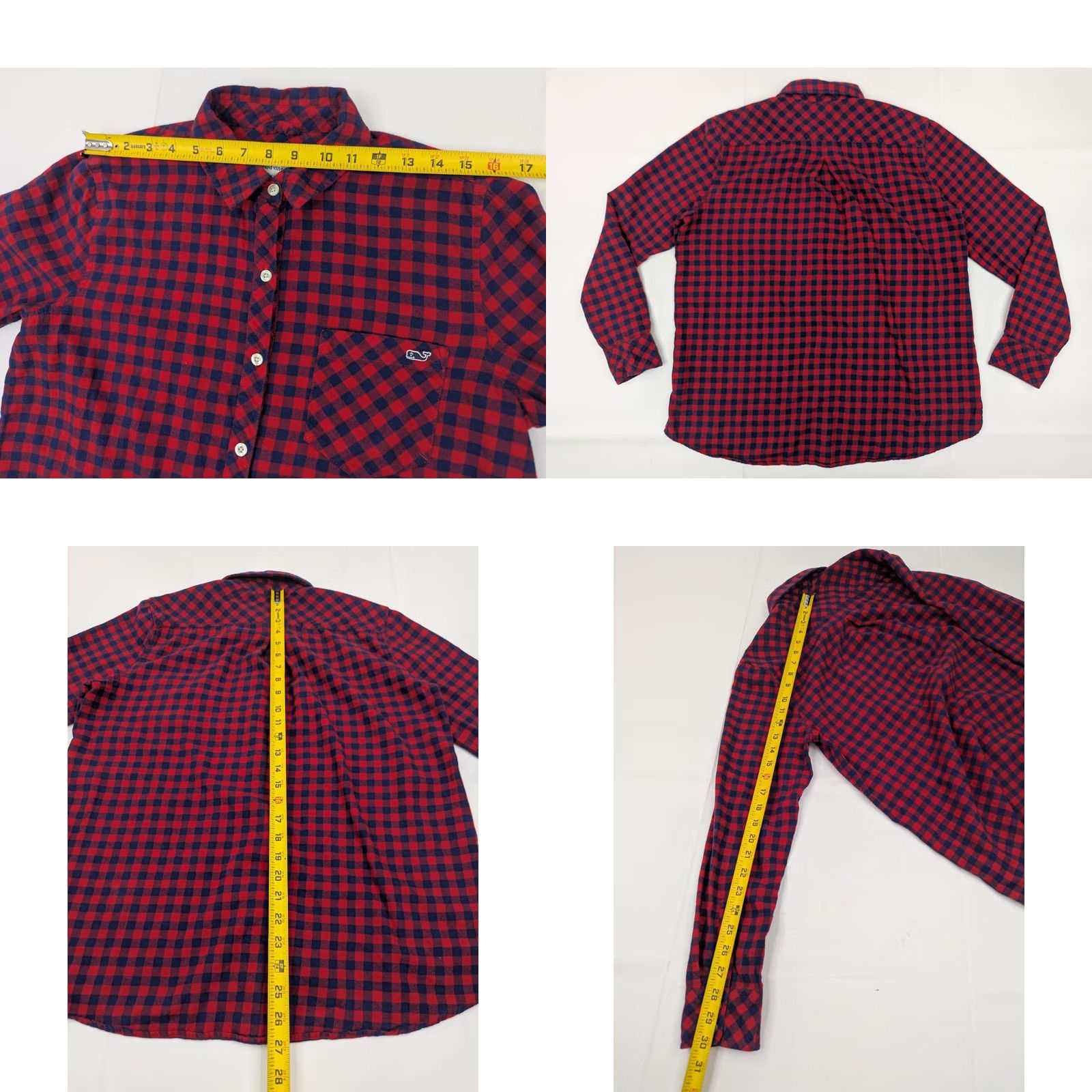 Vineyard Vines Vineyard Vines Button-Up Flannel Shirt Women 10 Red Blue Check Plaid Lightweight Cotton Shirt Size L / US 10 / IT 46 - 8 Thumbnail