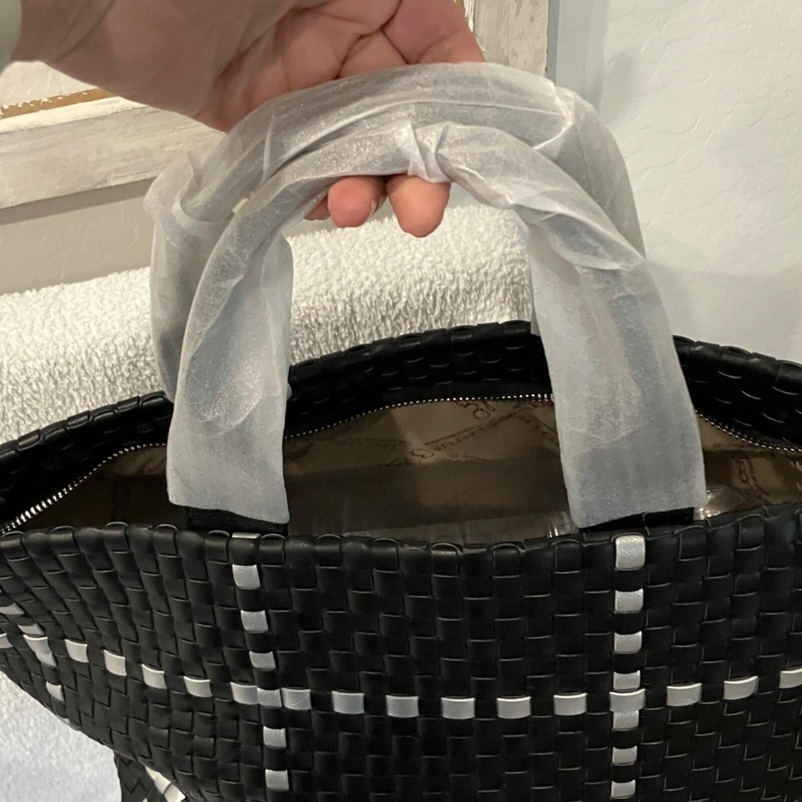Other NWT Black Woven Tote with White Check Pattern Size ONE SIZE - 8 Thumbnail