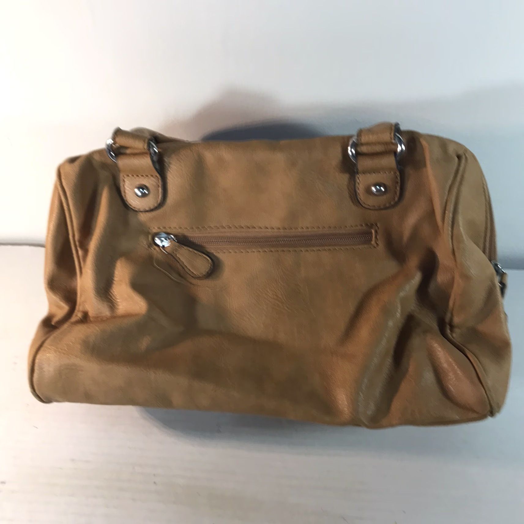 Nicole Miller VICENTAGE Nicole Miller Satchel Bag PVC Double Handles Women Medium Lt Brown Zipper Pockets Size ONE SIZE - 3 Thumbnail