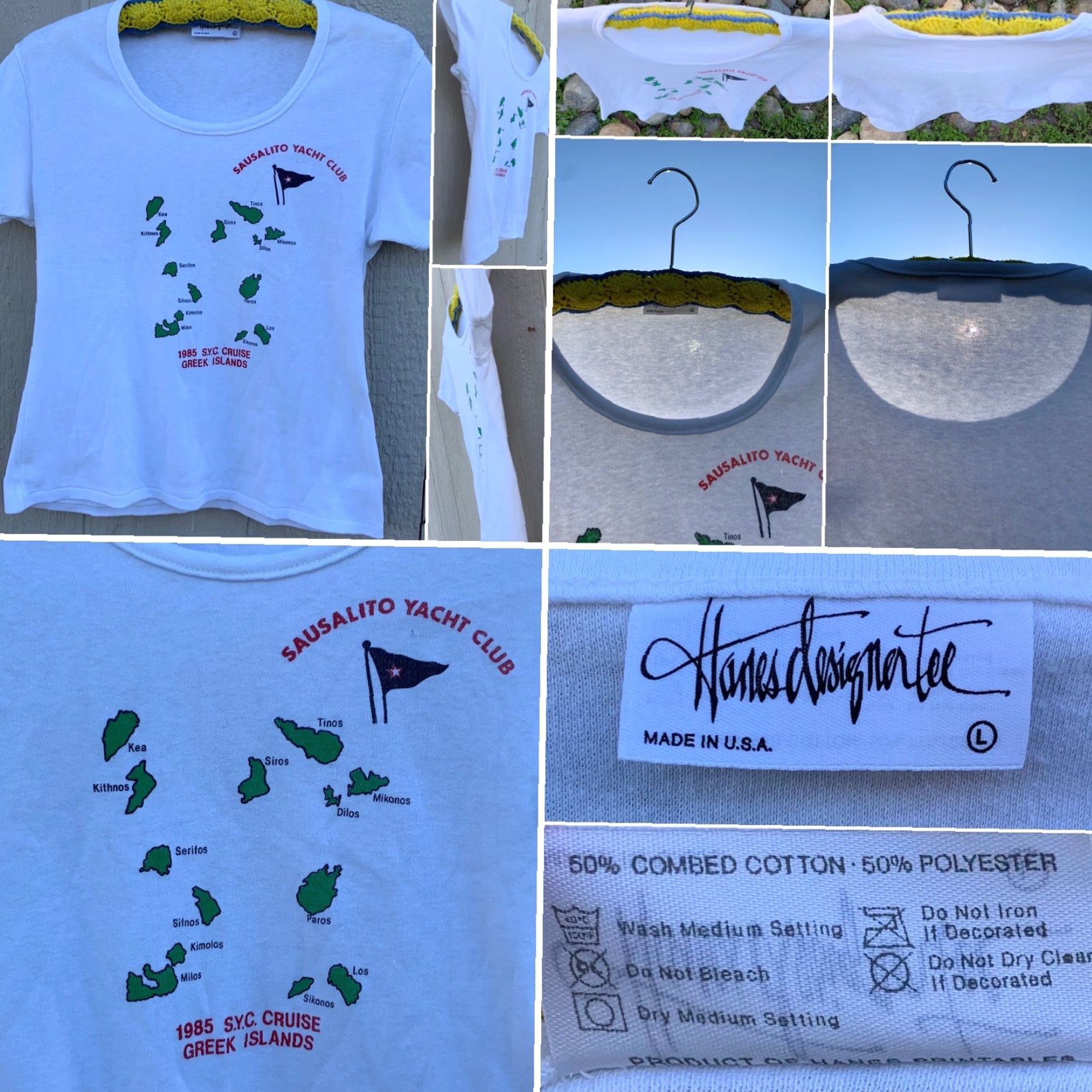 Hanes Vintage Sausalito Yacht Club 1985 SYC Cruise Greek Islands T Shirt Ladies L White Hanes 80s Athletic Shirt Womens Vintage 1980s Mens Womens Size L / US 10 / IT 46 - 4 Thumbnail