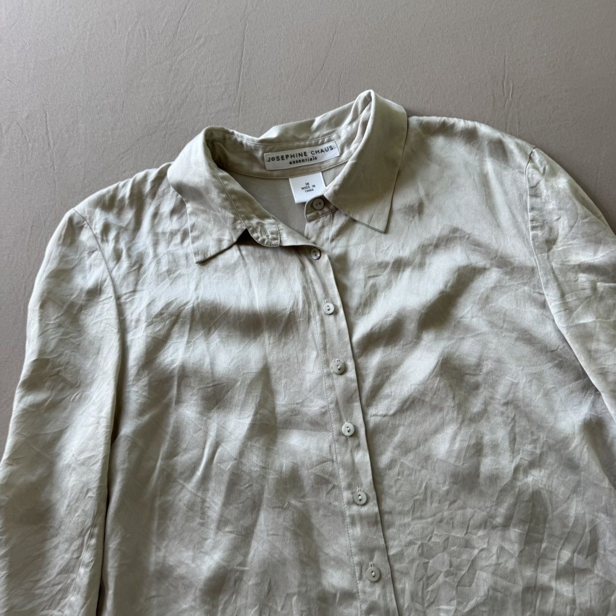 Other Vintage Josephine Chaus Silk 3/4 Sleeve Button Up Shirt Size L / US 10 / IT 46 - 3 Thumbnail