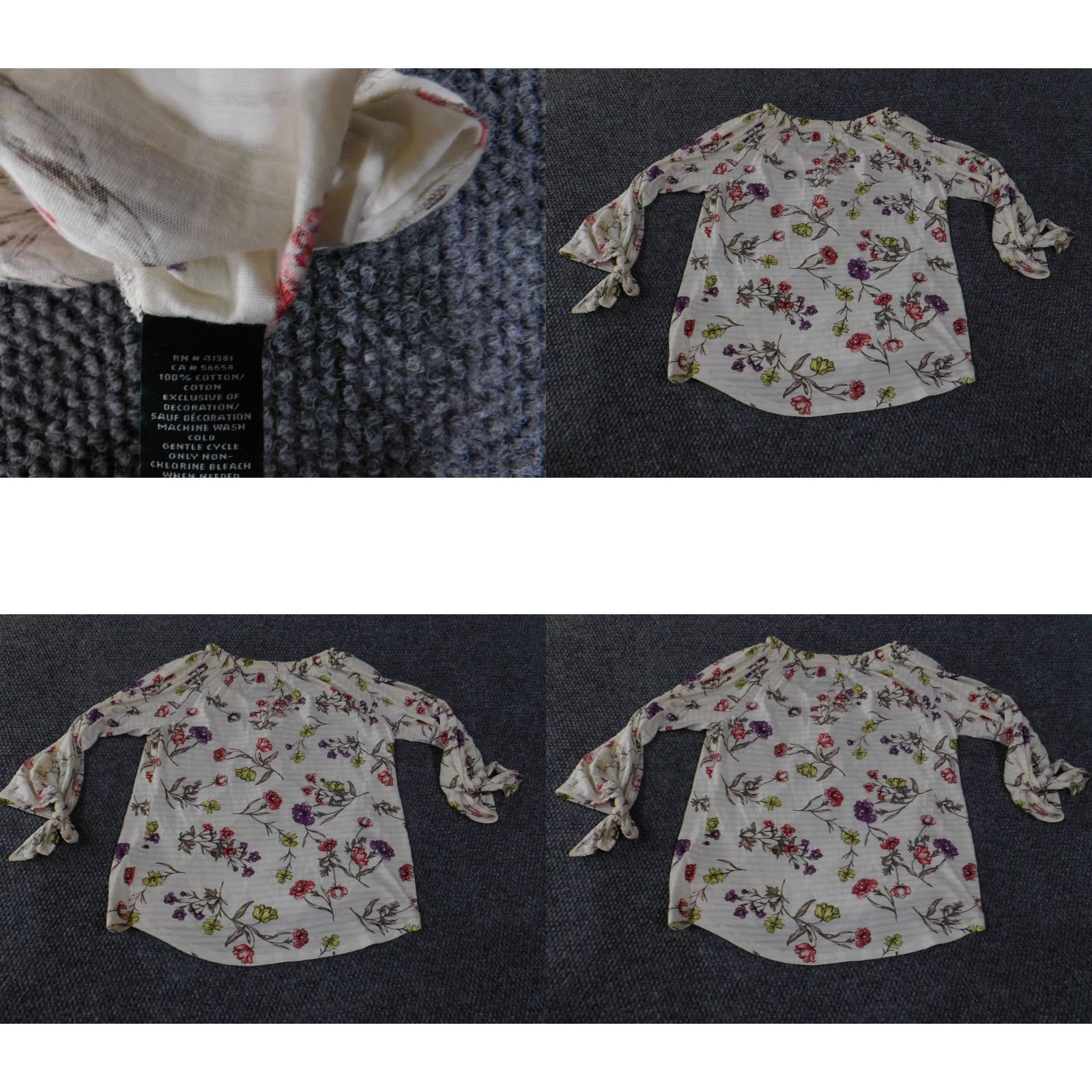 Ralph Lauren Lauren Ralph Lauren Blouse Womens Medium White Floral 3/4 Sleeve Peasant Top Shirt Womens M White Floral 3/4 Sleeve Peasant Top Size M / US 6-8 / IT 42-44 - 8 Thumbnail