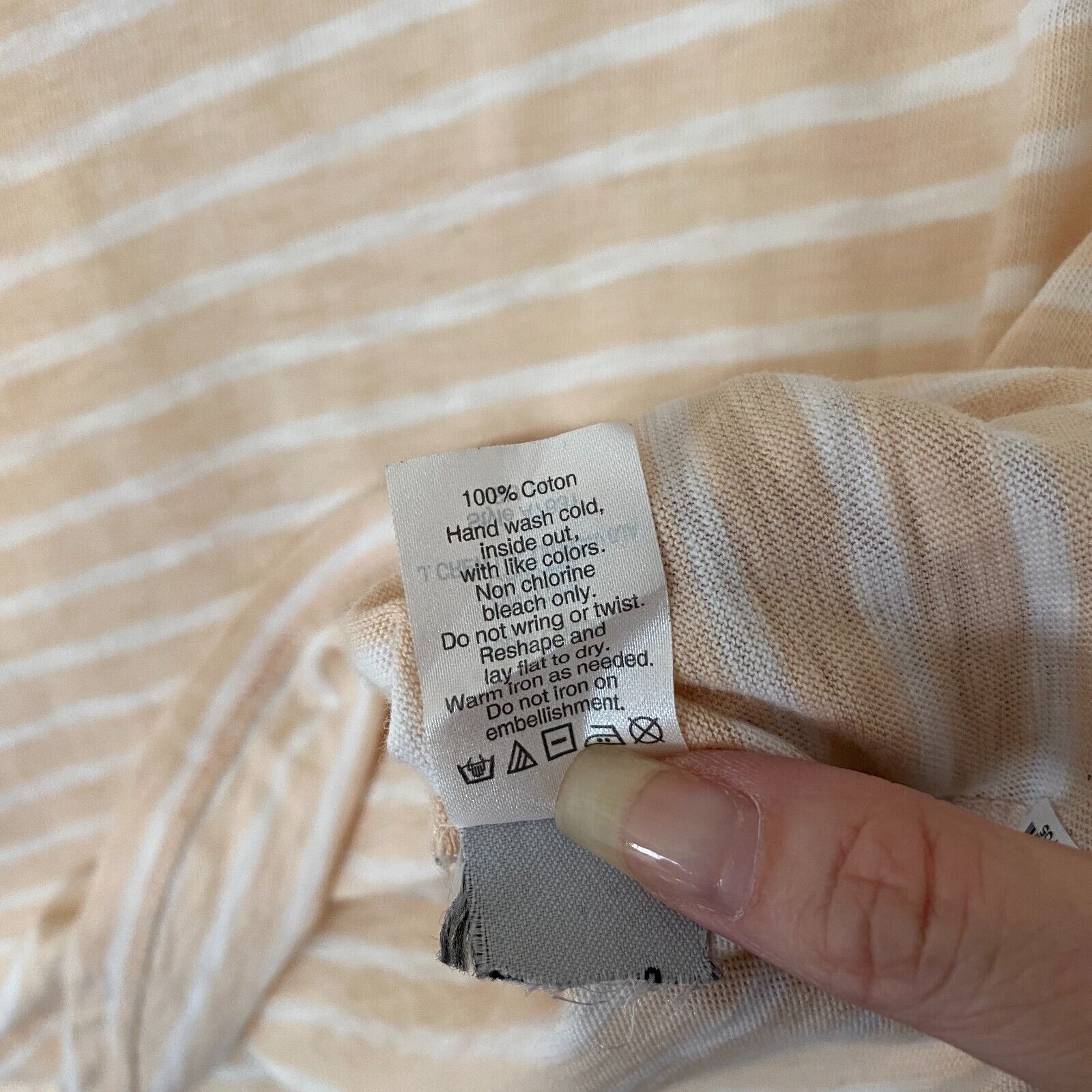 J.Crew J Crew Jeweled Stone Round Neck Peach Striped Painter Tee XS Size XS / US 0-2 / IT 36-38 - 3 Thumbnail