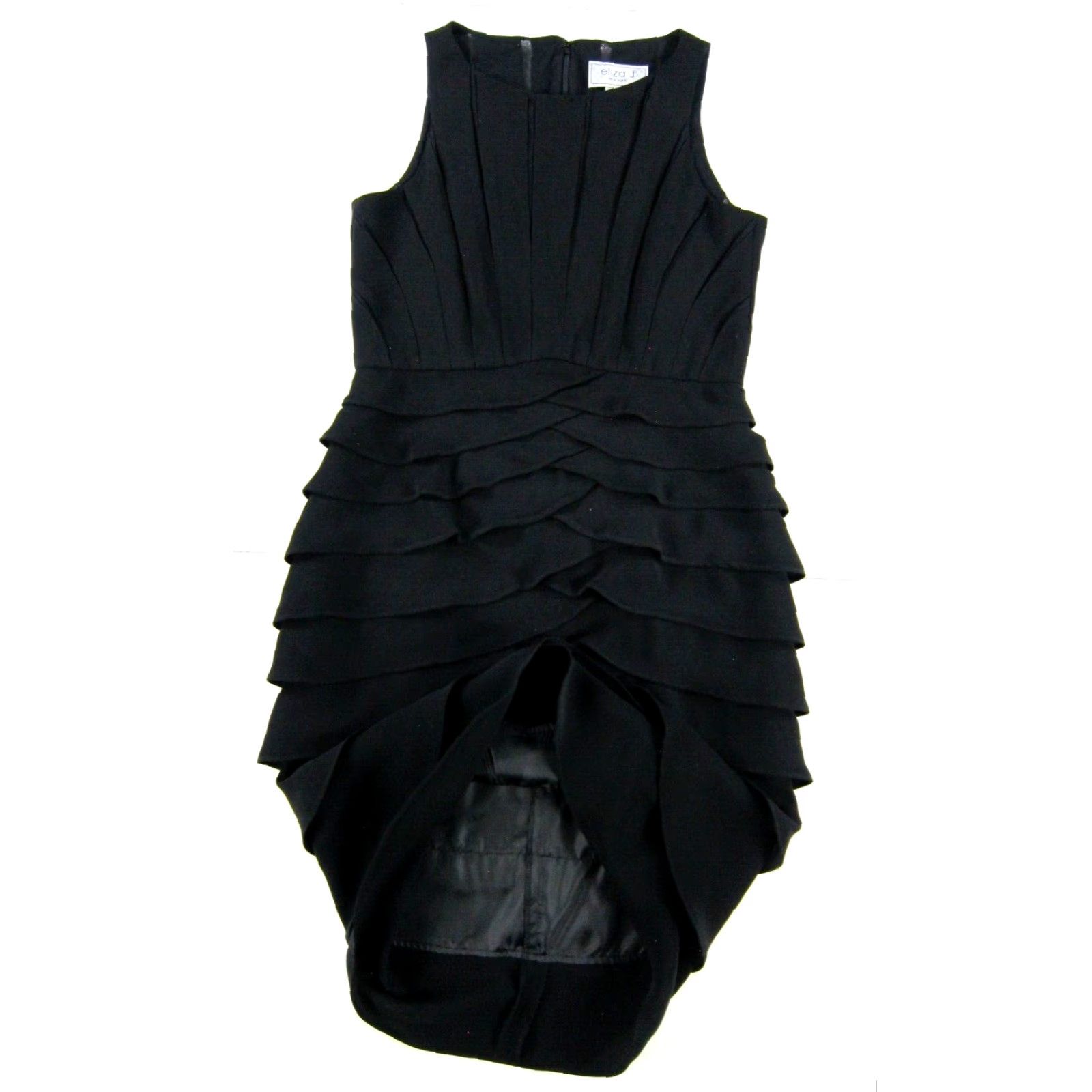 Vintage Eliza J New York Black Sleeveless Layer Tiered Work Party Formal Sheath Dress 12 Size XL / US 12-14 / IT 48-50 - 5 Thumbnail