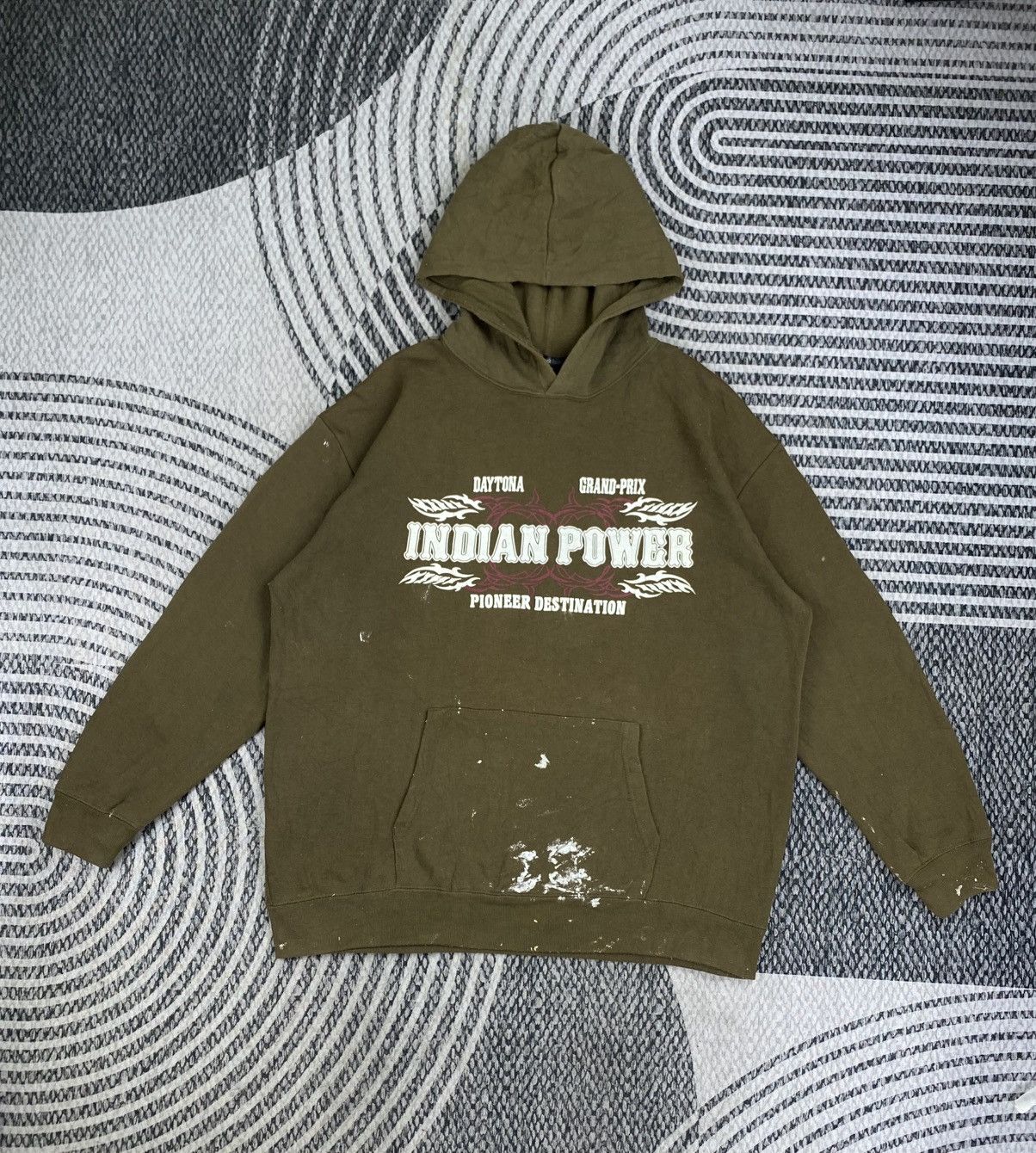 Japanese Brand Vtg World Smack Basic Olive Green With Paint Stain Hoddies Size US XL / EU 56 / 4 - 2 Thumbnail