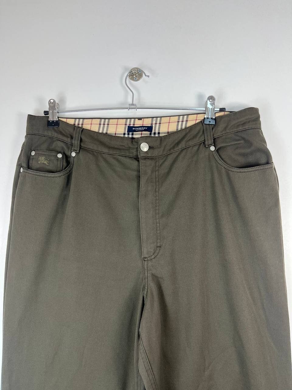 Burberry Burberry London Women’s Pants Stretch Cotton Olive Check 48 Size 34" / US 12 / IT 48 - 2 Thumbnail