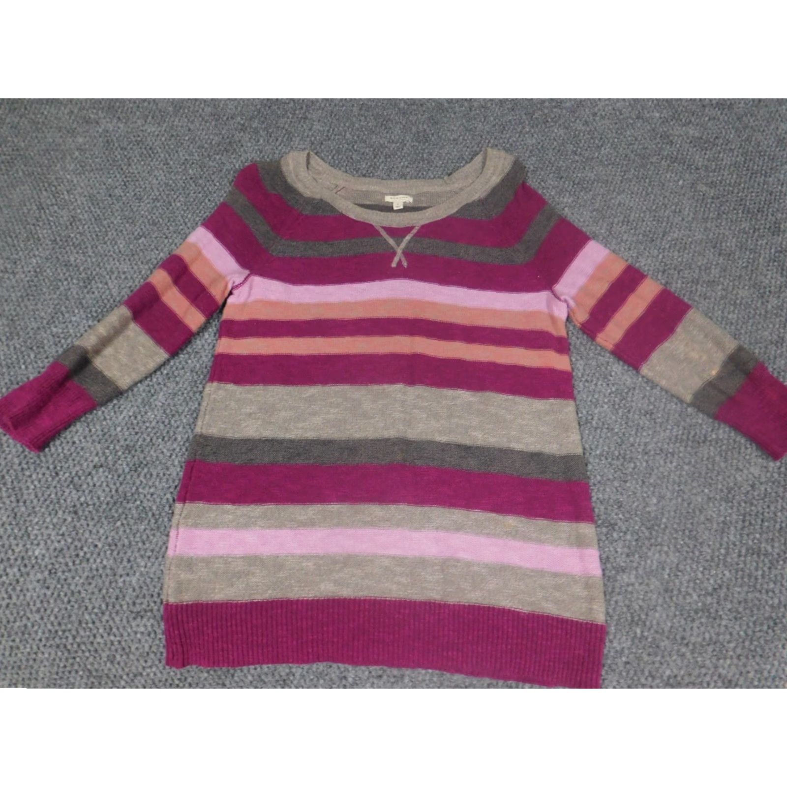 Vintage Sonoma Womens Sweater S Purple Striped Crew Neck Pullover Embroidered Knit Cotton Long Sleeve Classic Regular Size Small Vintage No Size S / US 4 / IT 40 - 2 Thumbnail