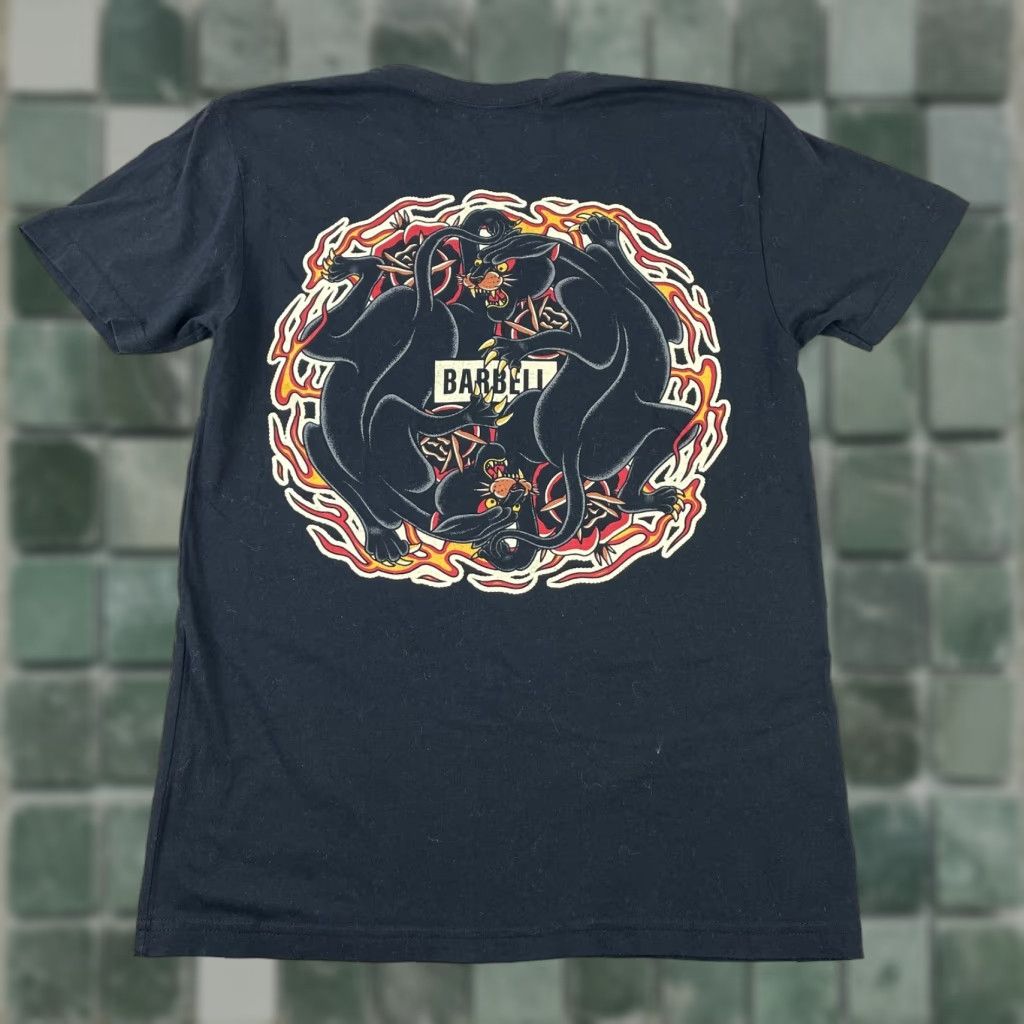 Vintage Barbell Shirt Men Small Black Panther Flame Print Activewear Gym SS Size US S / EU 44-46 / 1 - 1 Thumbnail