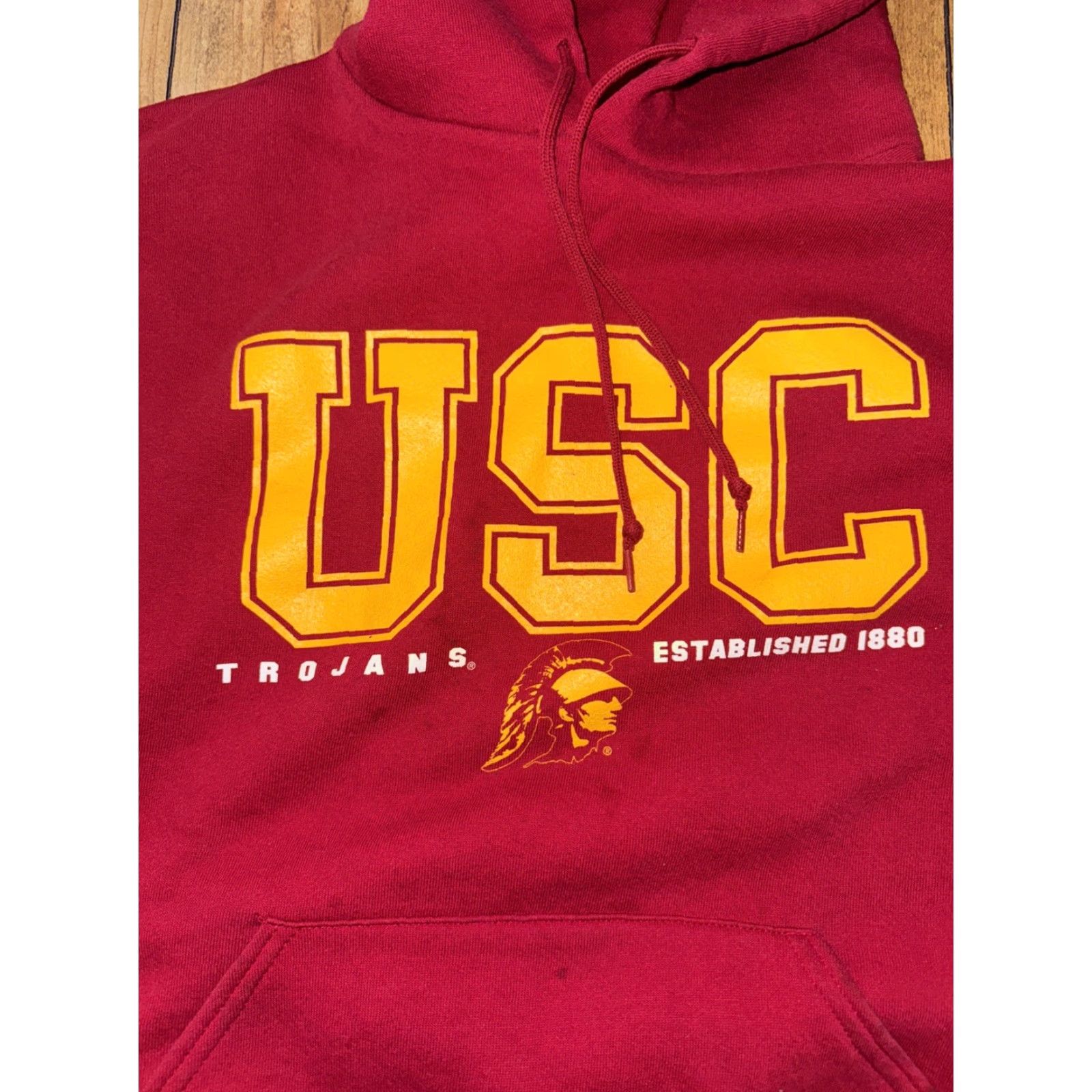 Vintage VINTAGE Russell Athletic USC Trojans Hoodie Red XL 90s Pullover Mens Size US XL / EU 56 / 4 - 2 Thumbnail